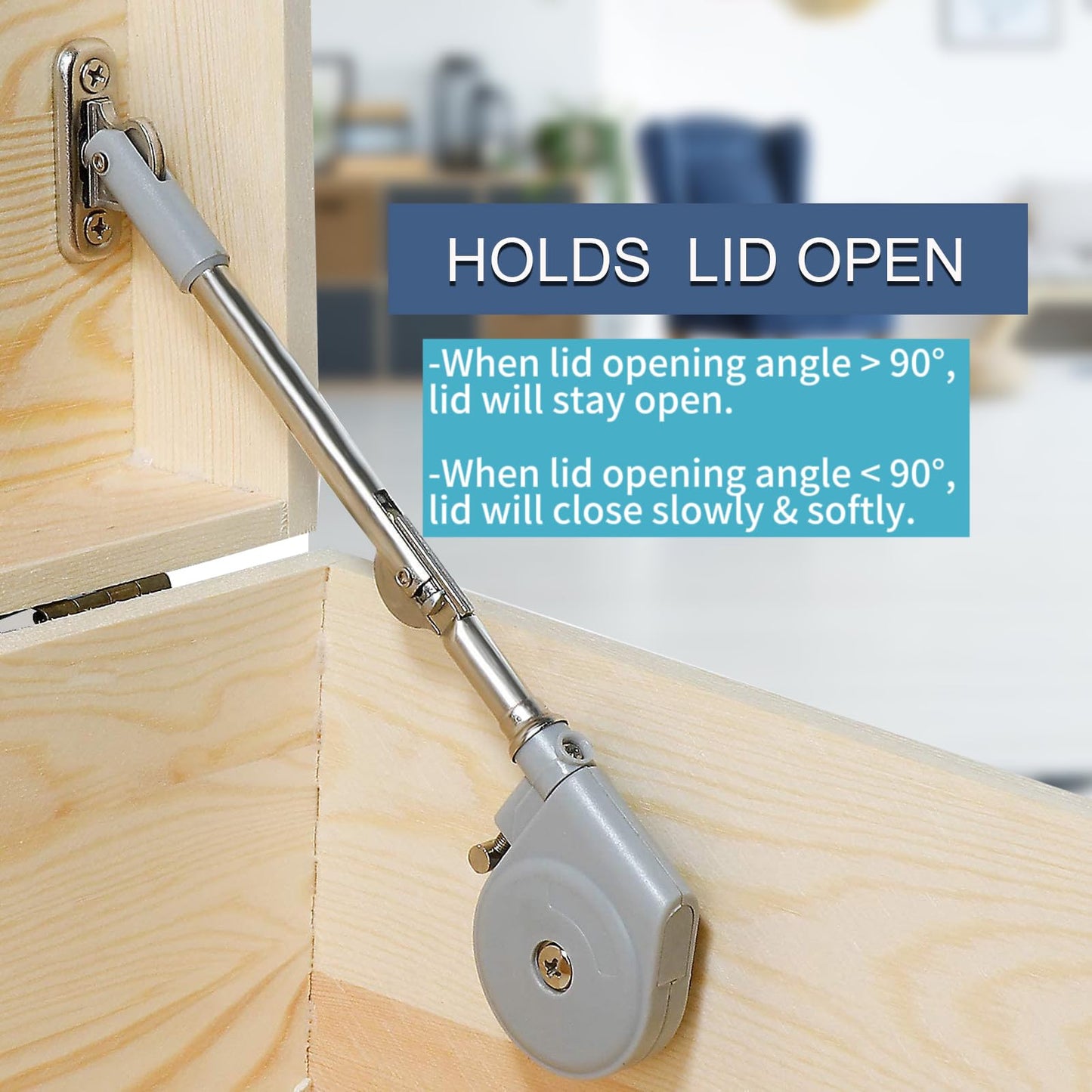 Toy Box Hinges Soft Close - Lid Support Chest Hinges for Wooden Chest Toy Box and Upward Top-Opening Flap Lid, Soft Close Hinges105 Degree Open (15-25lb/2Pcs)
