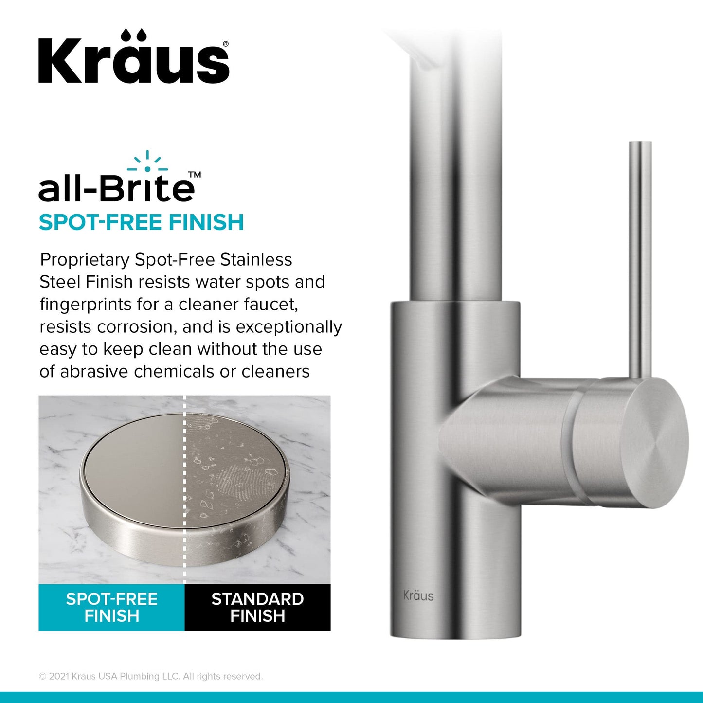KRAUS Oletto Commercial Style Single Handle Pull Down Kitchen Faucet with QuickDock Top Mount Installation Assembly in Spot Free Stainless Steel, KPF-2631SFS