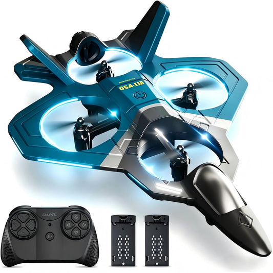 BEACONDESI RC F35 Fighter Drone for Kids, Remote Control Airplane with Altitude Hold, RC Jet Drone Toy with LED Lights, Easy to Fly RC Airplane for Beginners Boys Girls Green