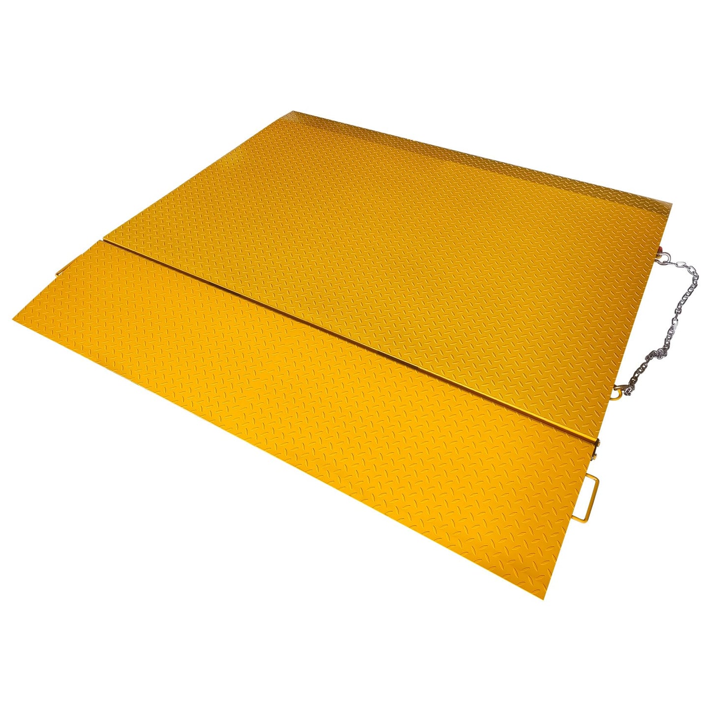 Heavy Duty Shipping Container Ramp 16,000 lbs Capacity, Forklift Compatible Steel Loading Ramp with Fold-Down Loop Flips, Safety Chain & Pin, Spray Paint Coated for Warehouse Dock Truck