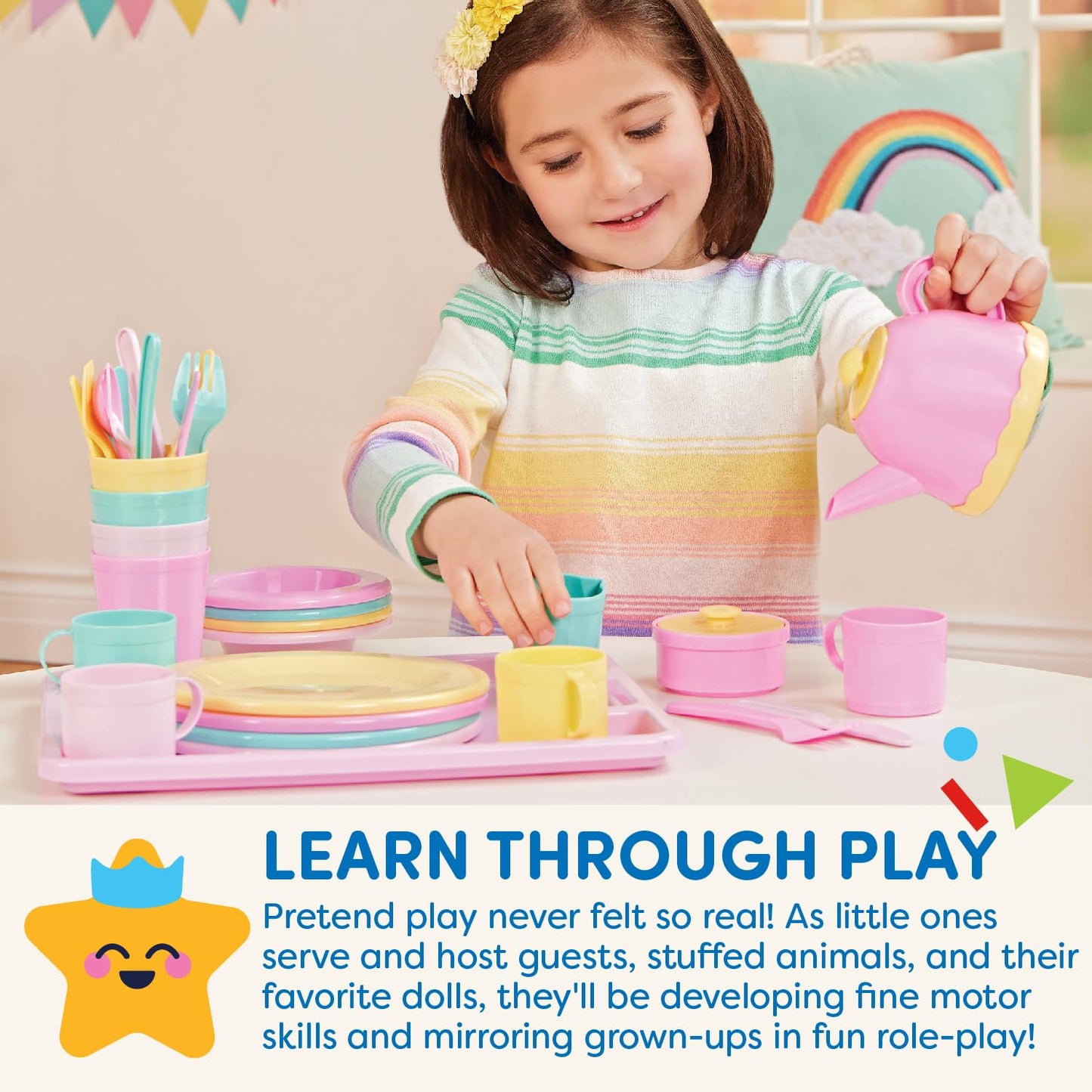 Battat – Play Circle – Dish Set – Plates, Cups, and Tea Party Toys – Kitchen Toys for Toddlers – Pretend Play – 3+ Years(34 Pieces)
