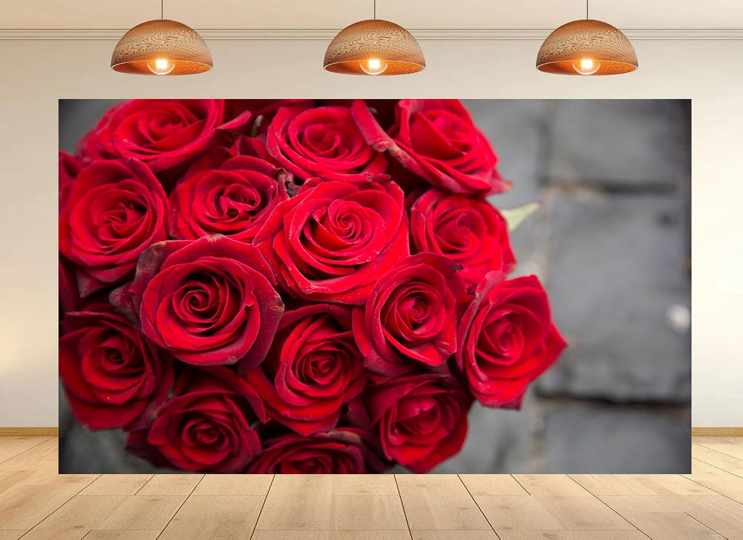 UPXIO 10x10ft Red Rose Bouquet Close Up Backdrop Romantic Floral Arrangement Photo Background Tapestry for Valentine's