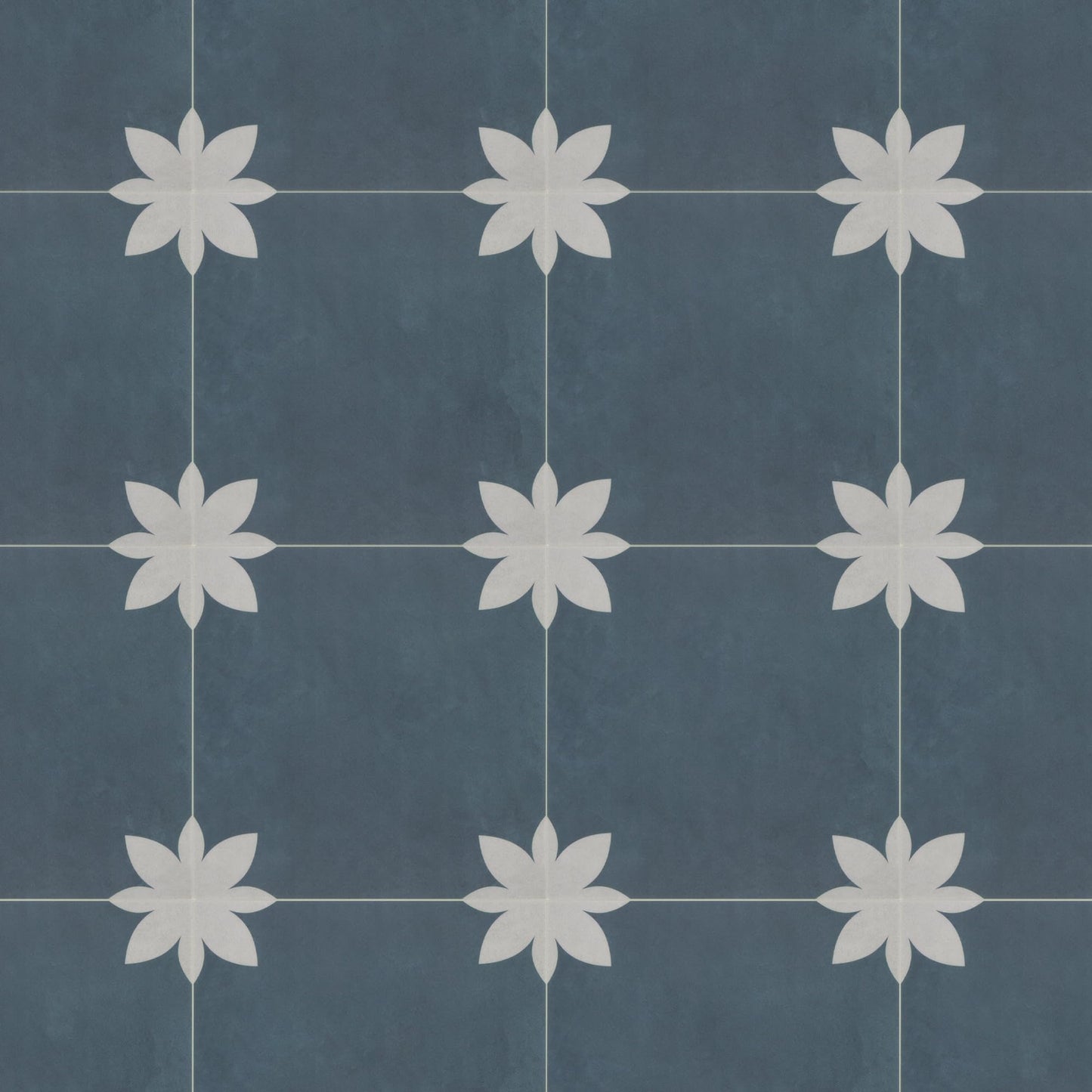 INNO STCIEKRS 16-Sheet Peel and Stick Floor and Wall Tile for Bathroom Kitchen, 9" x 9" Blue Flower SPC Self-Adhesive Vinyl Flooring Patterned Groutable Backsplash Tile, Covers 9.12 Sq Ft.