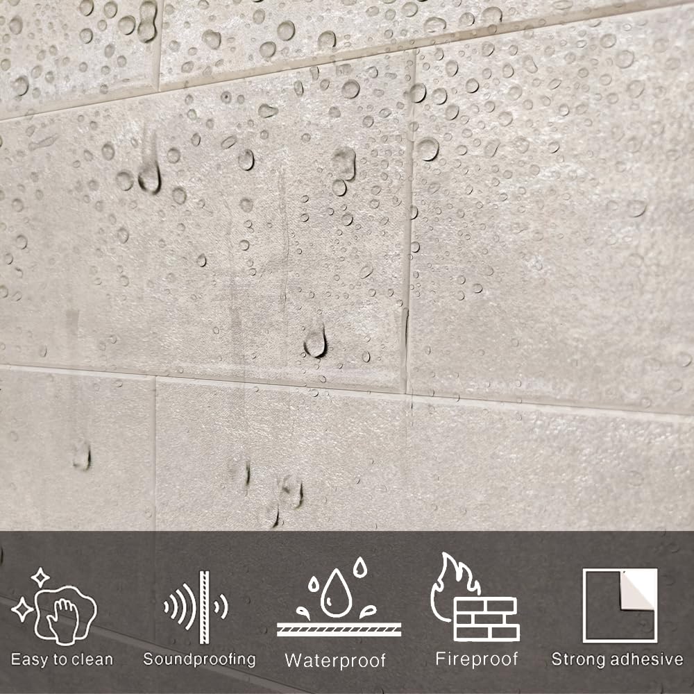 Colamo 10 Sheets Gray White Peel and Stick Backsplash Tile, Faux Stone Subway Tile for Kitchen Wall Backsplash, Bathroom Accent Wall, Stick On 12”x12” Adhesive Peel and Stick Tiles