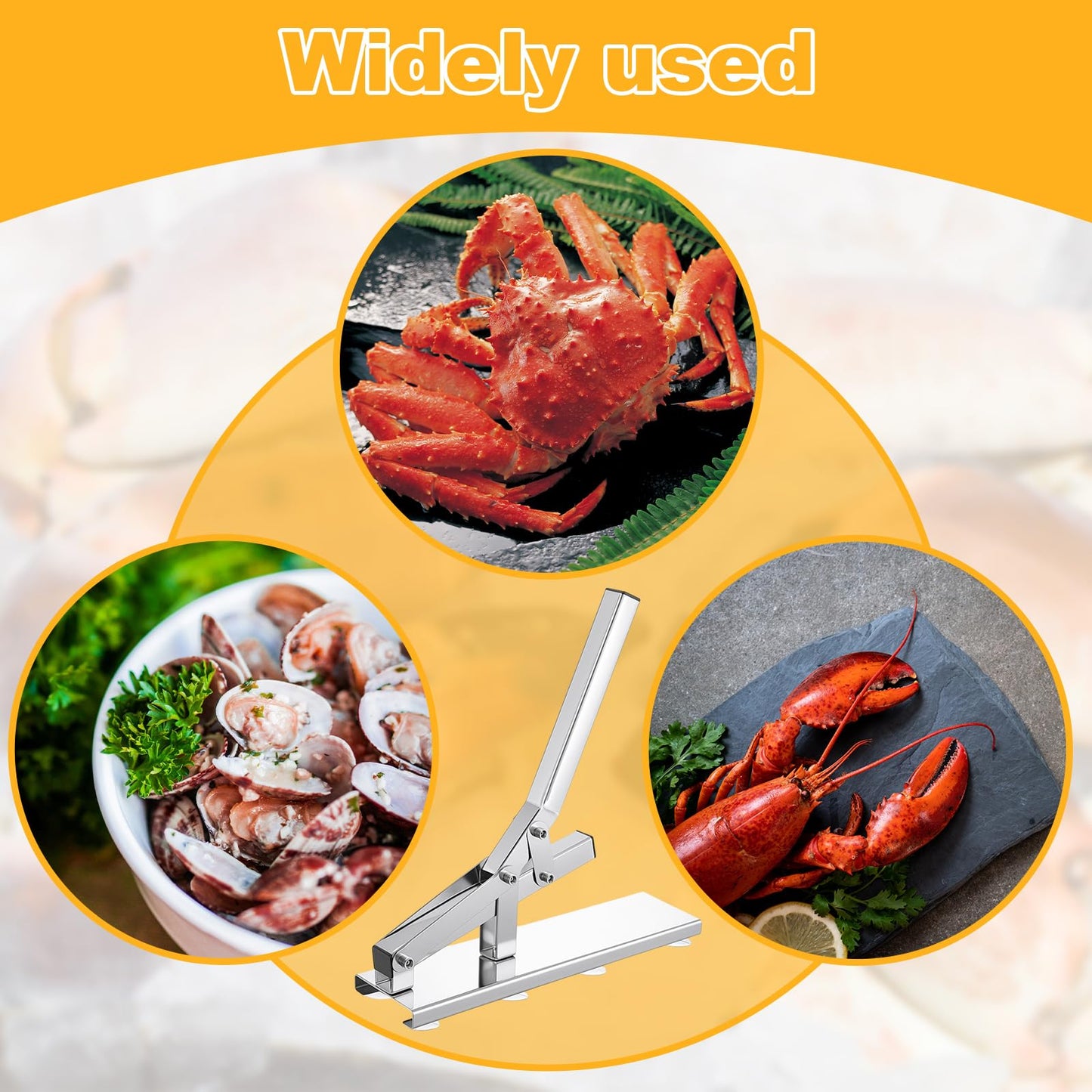Zonon Stone Crab Claw Cracker Solid Stainless Steel Seafood Lobster Cracker Tool 9-1/4inch Extended Handle with Suction Cup Base for Kitchen Chef Restaurants and Homes