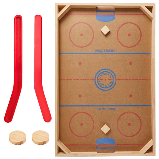 Conderyang Wooden Tabletop Hockey Game Includes 1 Wooden Game Board 2 Hockey Sticks and 2 Pucks Indoor and Outdoor Sports Board Games for Kids Children Adults Family