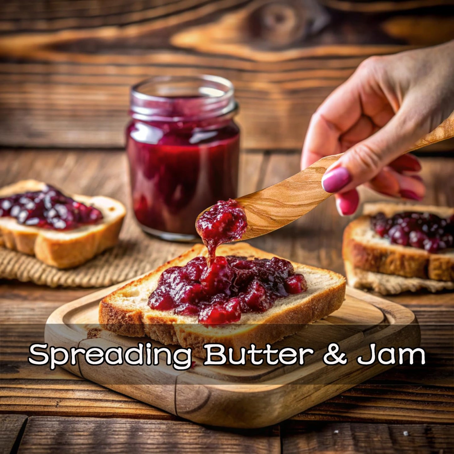 Olive Wooden Butter Knife Spreader, Handmade 6.8 Inch Peanut Butter Knives for Jam, Cheese, Cream, Bread Sandwich Spreaders, Mini Spreader Serving Utensil Set for Breakfast Picnic (3PCS Butter Knives)