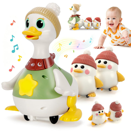 KETIEE Tummy Time Baby Toys 6-12 Months: Musical Dancing Duck Family for Babies, Little Ducks Crawling Toy Set, Interactive Duck Infant Toys for 1-2rd Boys Girls Birthday
