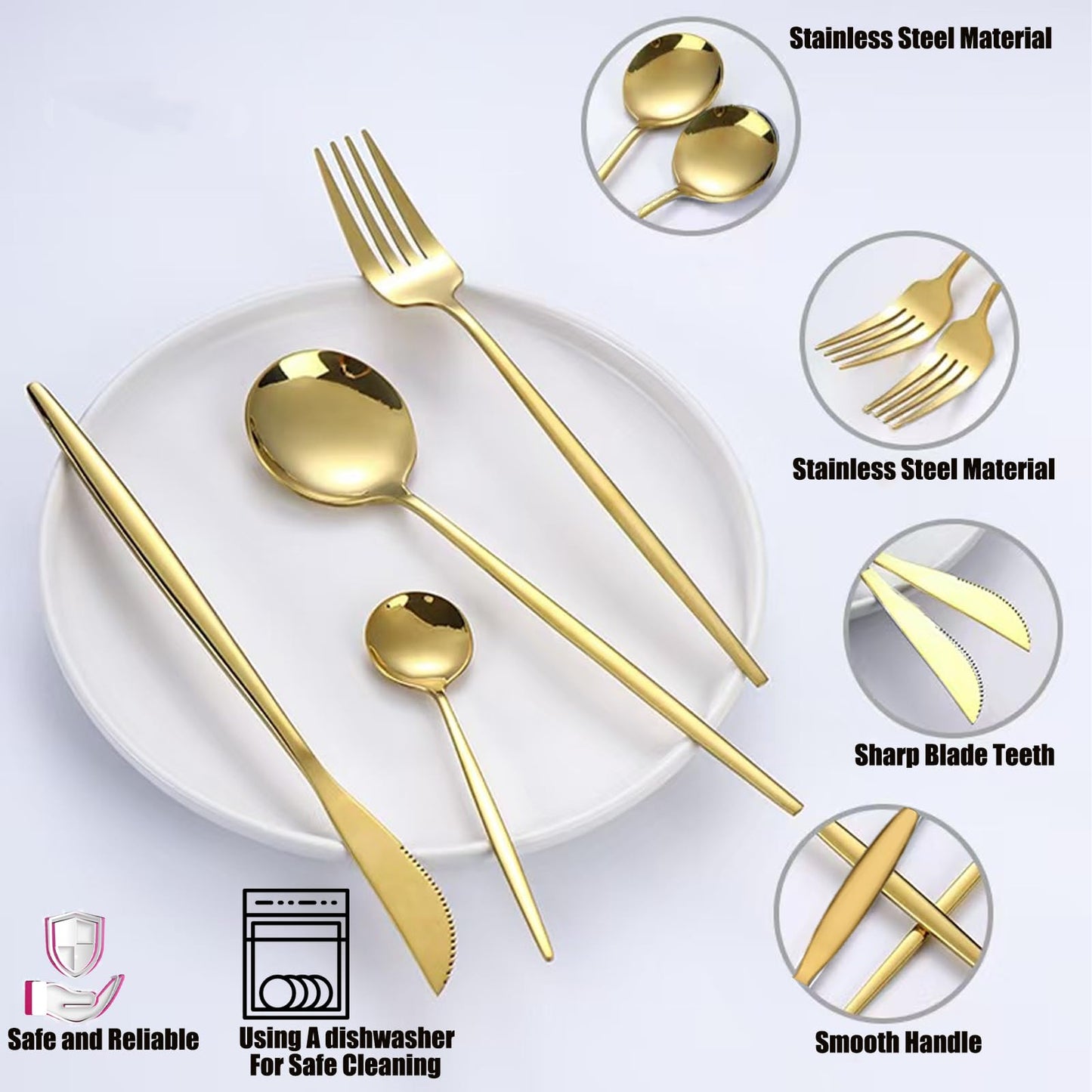 300-Piece Food Grade Gold Silverware Set, Luxury Flatware Set for 60 - Premium Stainless Steel Cutlery Set with Spoons Forks Knives, Shiny Gold Polished Kitchen Utensils for Home Restaurant Hotel