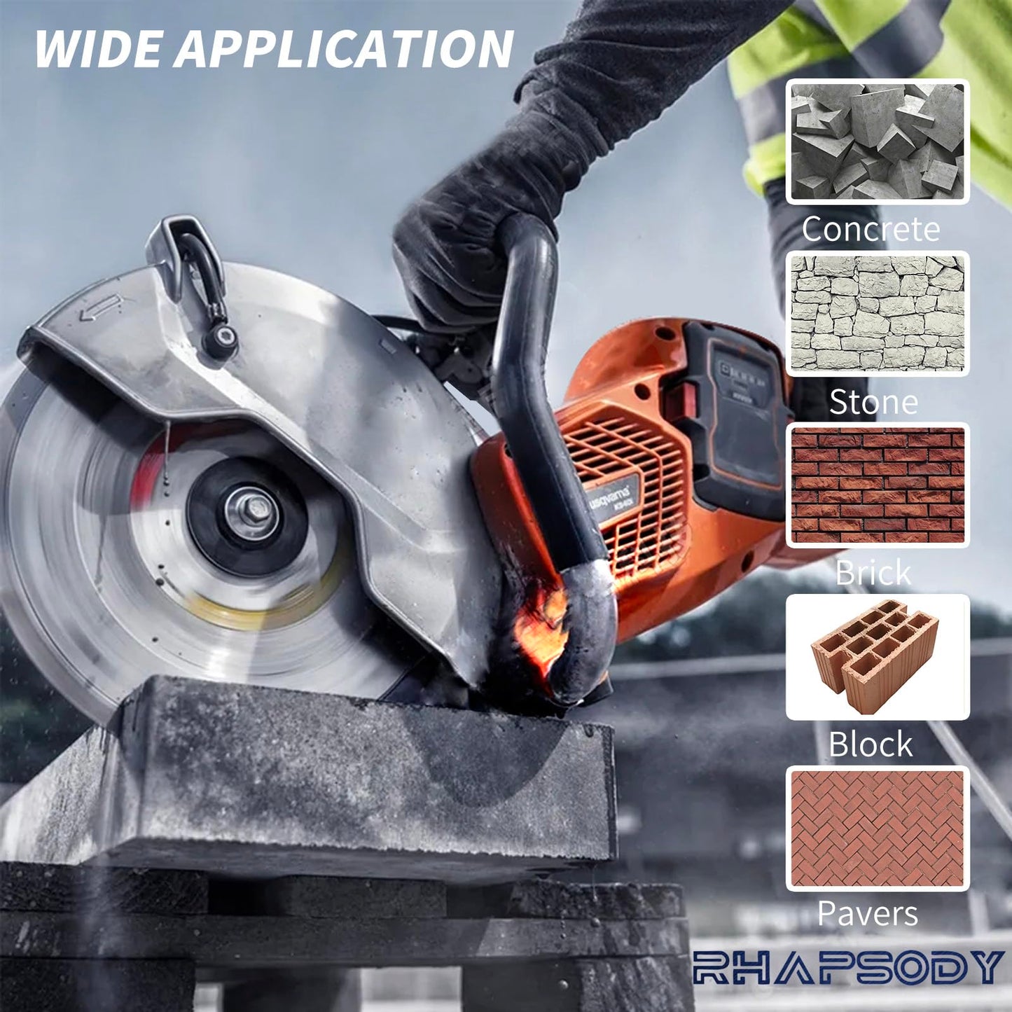 RHAPSODY 20 Inch Diamond Concrete Saw Blade, Segmented General Purpose Blade Dry/Wet Cutting Concrete, Reinforced Concrete, Masonry, Brick, Block,1" Arbor
