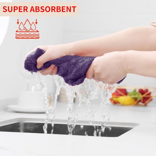 Homaxy 100% Cotton Waffle Weave Dish Towels - Ultra Soft & Absorbent | Quick Drying, 13 x 28 Inches, 6-Pack, Eggplant
