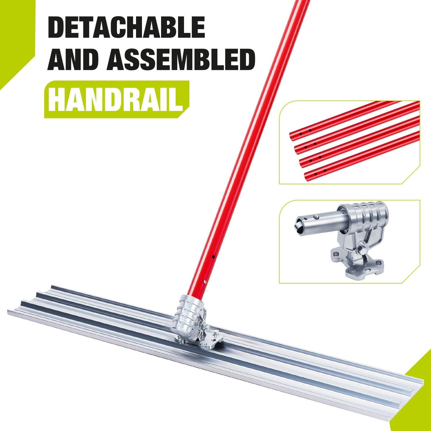 48 x 8 Inch Bull Float for Concrete,Magnesium Alloy Concrete Float with Adjustable Bracket & 4 Handles, Professional Cement Screeding and Finishing Tool Kit for Driveways, Construction Sites