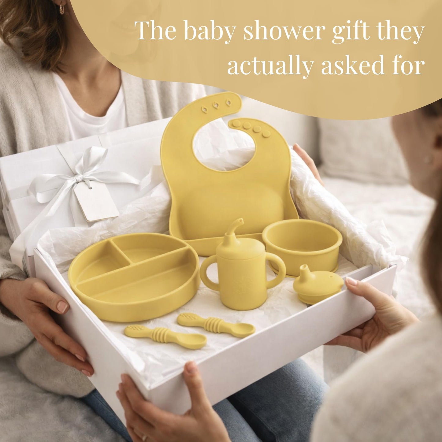 Little Loon Baby Led Weaning Starter Set – Complete Silicone Feeding Kit for 6+ Months - Baby Plates, Bibs, Spoons & Sippy Cup - Baby Shower Gifts - Sun