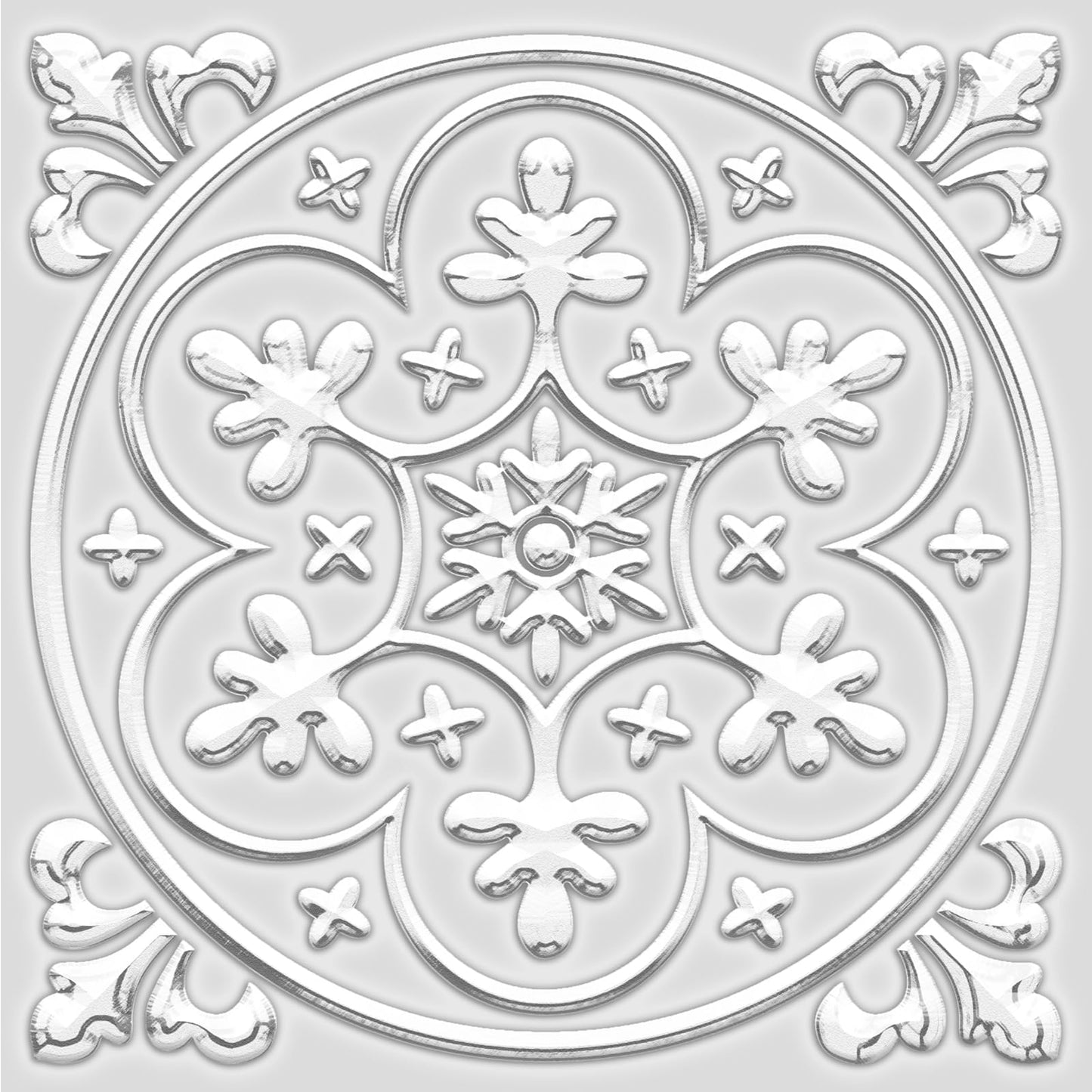 Peel and Stick Wall Tile Stickers Backsplash for Kitchen/Living Room/Bathroom in Metalic Design, 8x8 inch Pack of 10 Self Stick Paper Wall Tile Stickers for Your Home and DIY Projects (Silver)