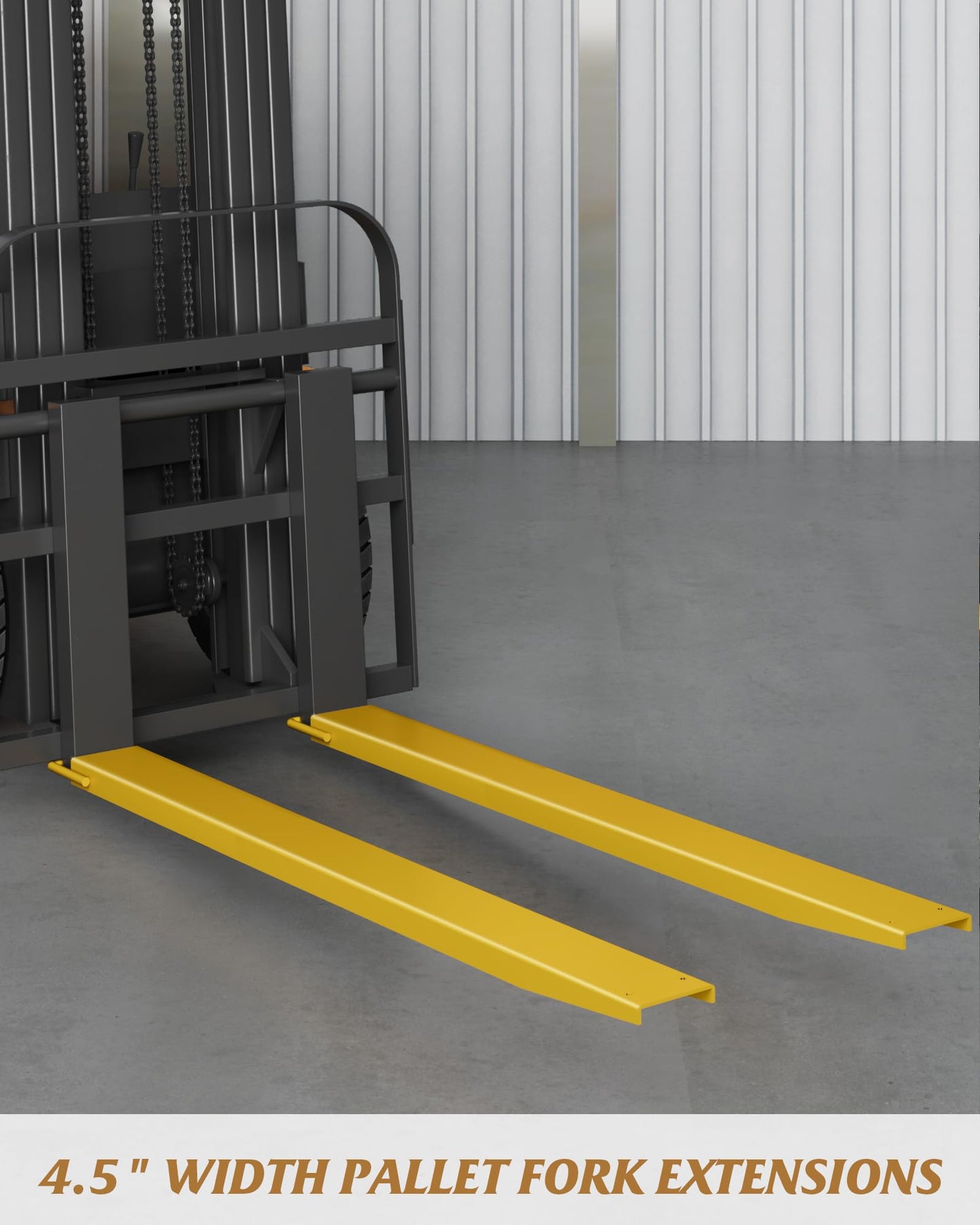 84" Forklift Extensions 1 Pair, 5,500 LBS Capacity Heavy Duty Steel Pallet Fork Extensions with Tire Chain for 4.3" Forks, for Pallet Jack, Skid Steer, Warehouse & Construction,