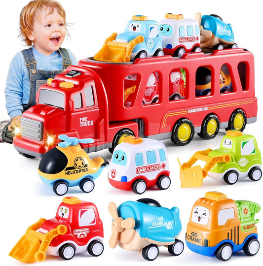 Fire Toy for Boys and Girls Aged 3 4 5 6 Years - 7-in-1 Transport Trolley for Toddlers from 1 to 3 Years, Christmas and Birthday Gifts - Age 3 to 9 Years
