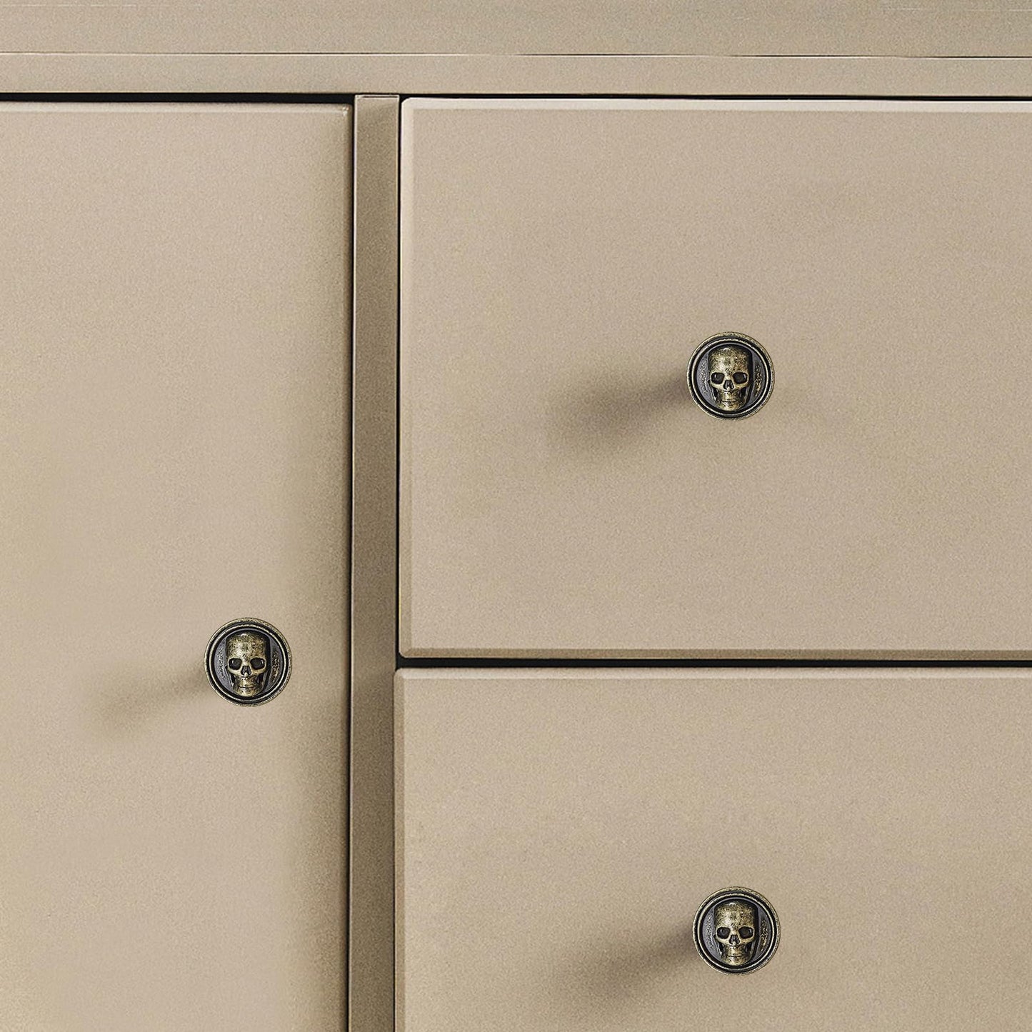 BAMI-LEE House Vintage Skull Knob, 6 pcs Single Hole Cabinets Pulls for Drawer, Wardrobes, Bookcases, Dresser, Closets (Bronze)