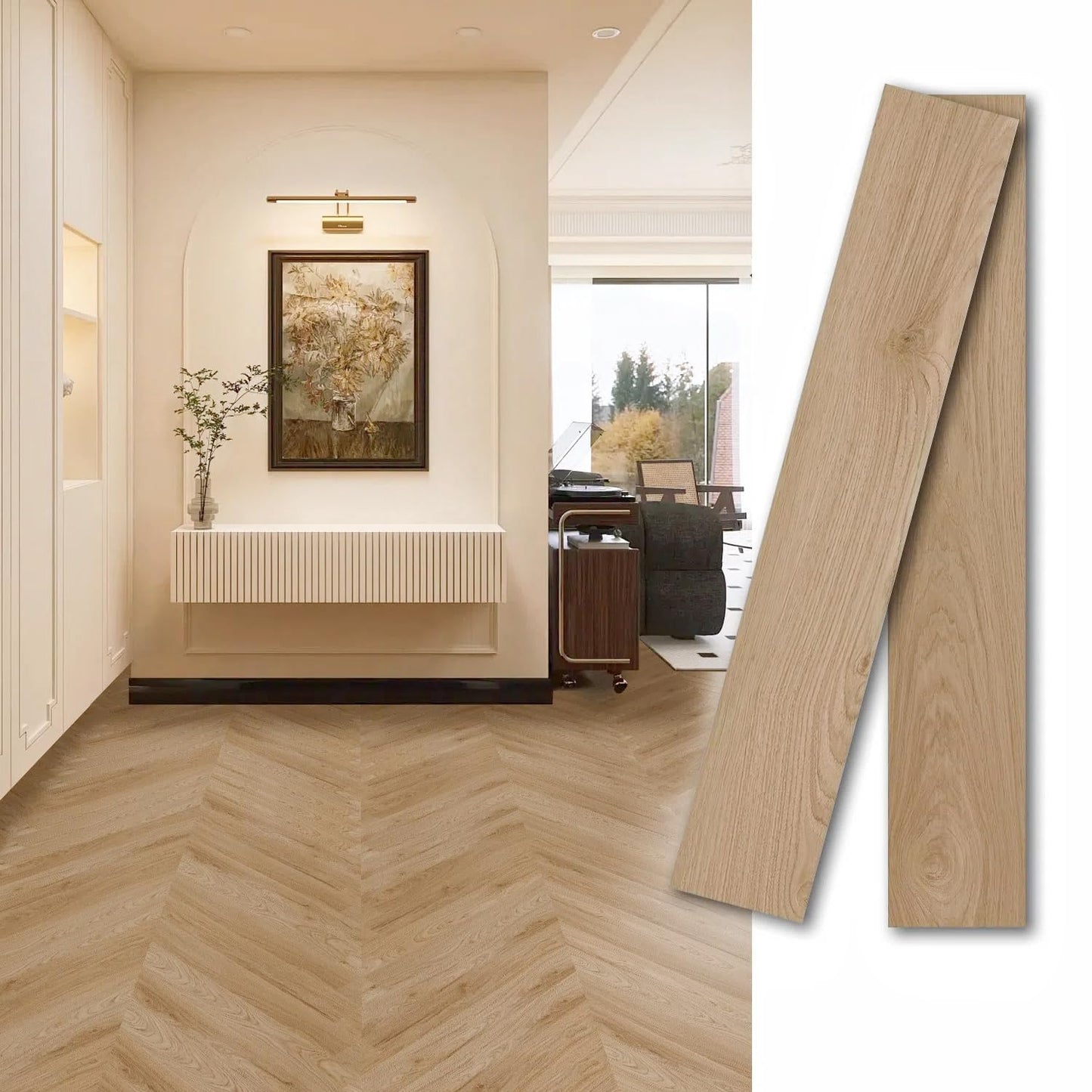 MULGREAT Peel and Stick Tile, 54 Sq.Ft 2mm Thicken Vinyl Plank Flooring, 36 Pieces 36"x6" DIY Self Adhesive Waterproof Wood Floor Tiles for Kitchen Bedroom (Llica Hickory)
