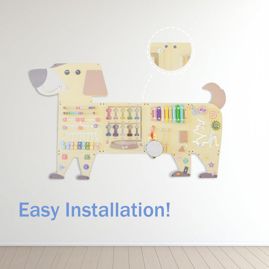 EsterFlare Dog Activity Wall Busy Board Panels, Toddler Learning Activity Center, Montessori Sensory Activity Board, Educational Toys for Children’s Playroom & Daycare