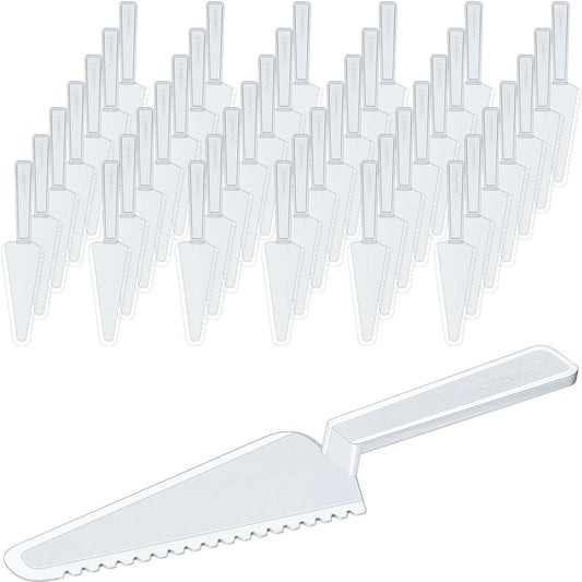 Suclain 200 Pieces Clear Disposable Cake Knife Bulk for Wedding Party 9.1 Inch Plastic Cake Server Cutting Plastic Spatula Knives Pie Pizza Pastry Slicer Serving Utensils for Kitchen