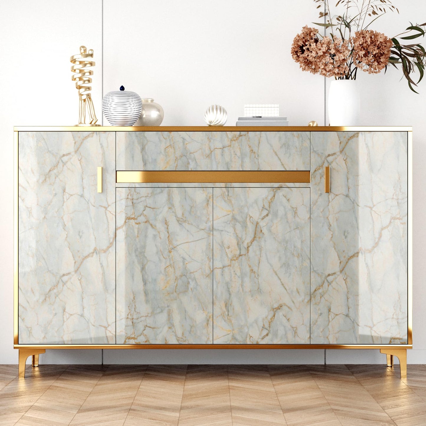 EPPKILY Cyan Marble Contact Paper Peel and Stick Countertops Glossy Gold Green Marble Wallpaper Self Adhesive Countertop Contact Paper Waterproof for Kitchen Cabinet Vinyl Wrap Bathroom 15.7"×118"
