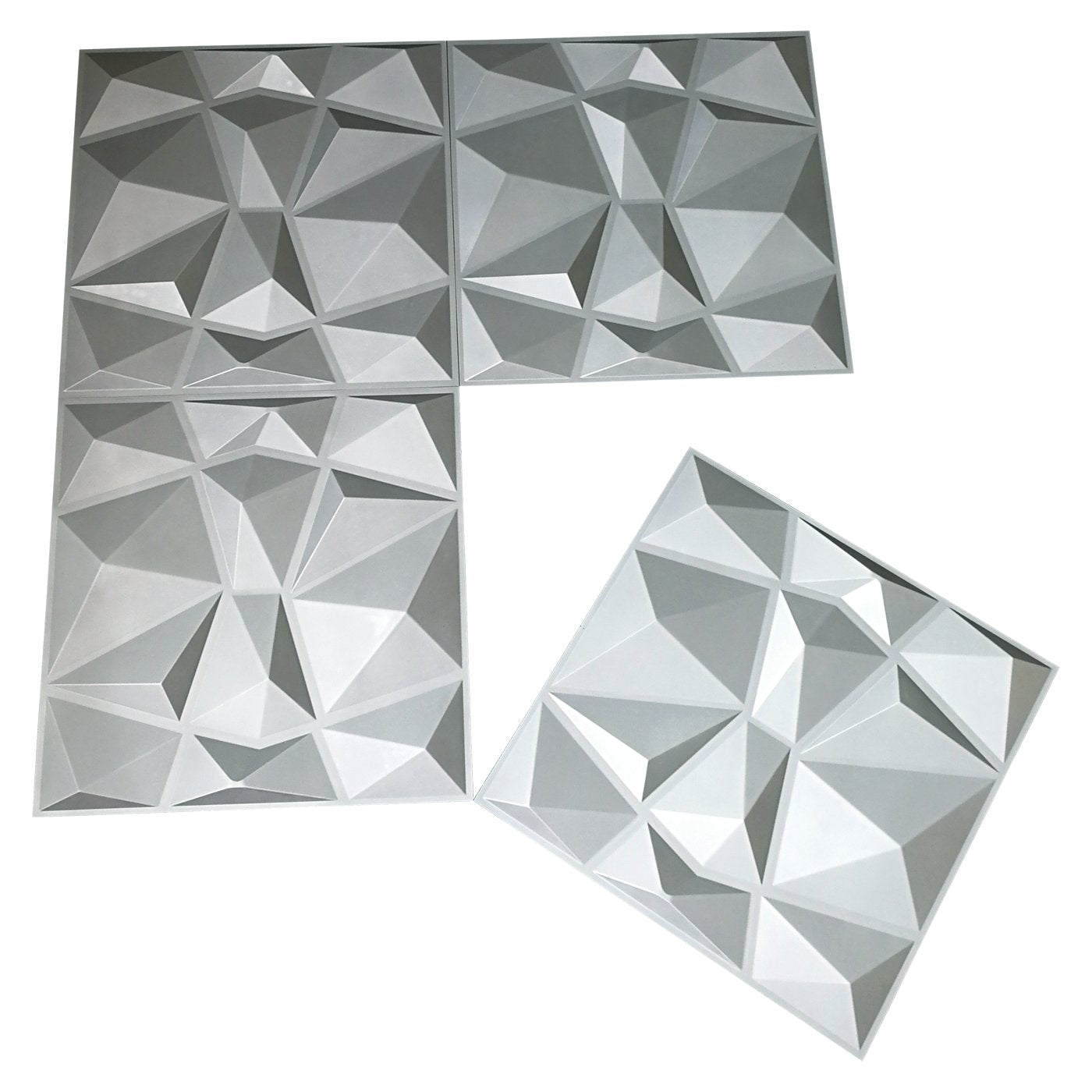 Art3d 3D Paneling Textured 3D Wall Design, Grey Diamond, 19.7" x 19.7" (12 Pack) (Matt Grey)