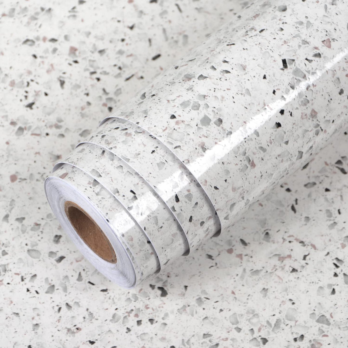 A-b-cil 206 X 16 Inch White Gray Granite Peel and Stick Countertops for Kitchen Self Adhesive Film Marble Contact Paper for Countertops Waterproof Removable Wallpaper Decor Table Desk Counter Top