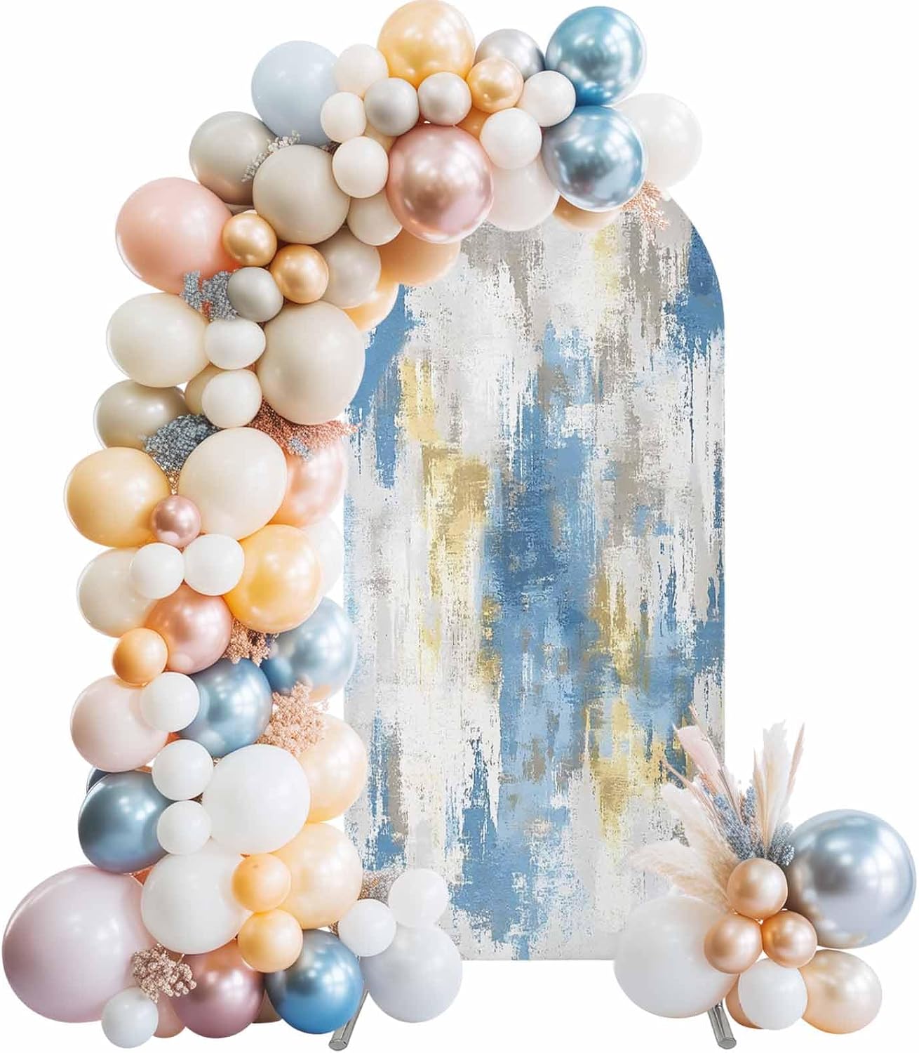 Jnbasdffb 6 Blue Gray Ombre Wedding Arch Cover, Stretchy Spandex Arch Backdrop Stand Covers FT, Vintage Abstract Art