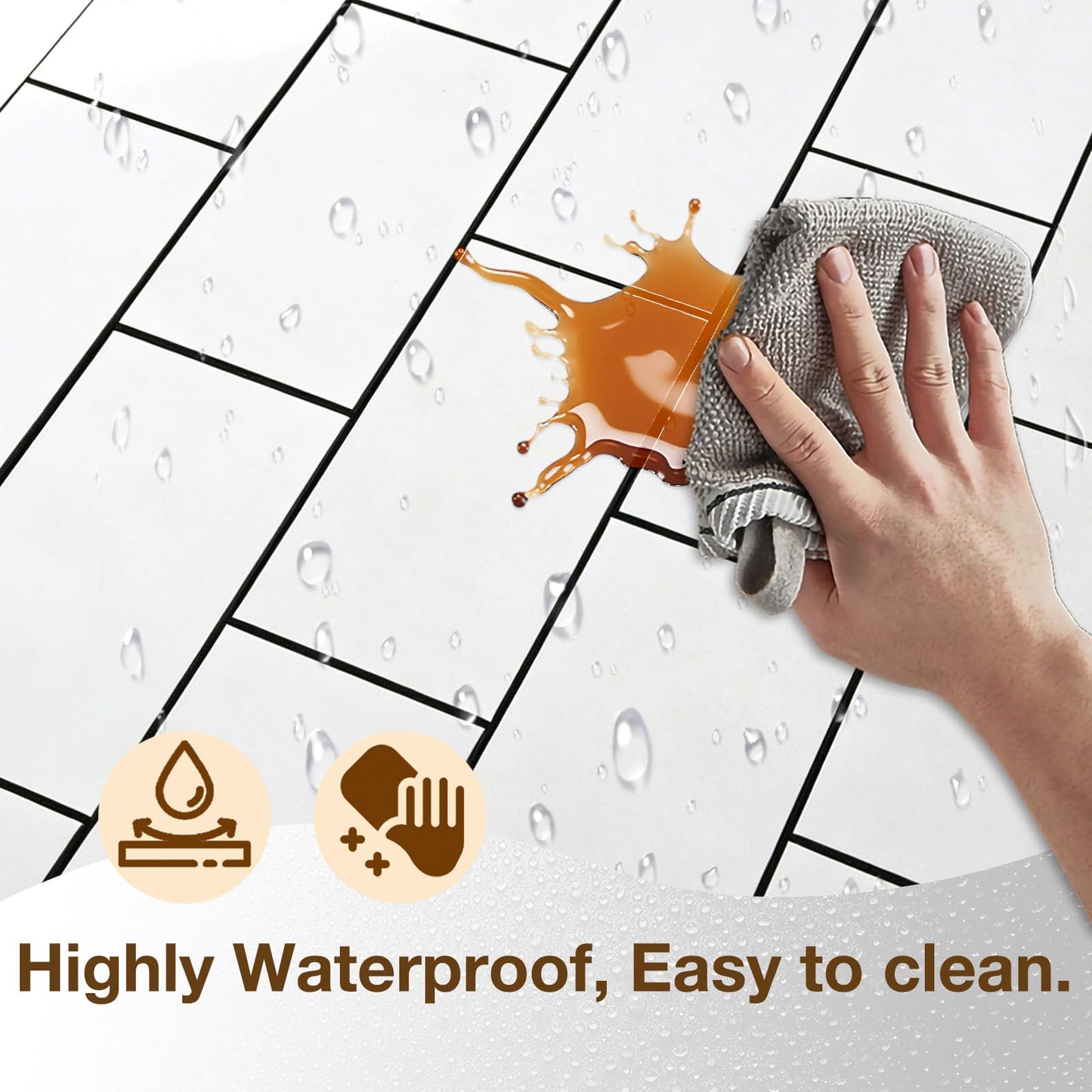 Havenly Peel and Stick Backsplash Tile for Kitchen & Bathroom Walls (White, 10 Tiles - 9.7 sq. ft. (0.9 m²))