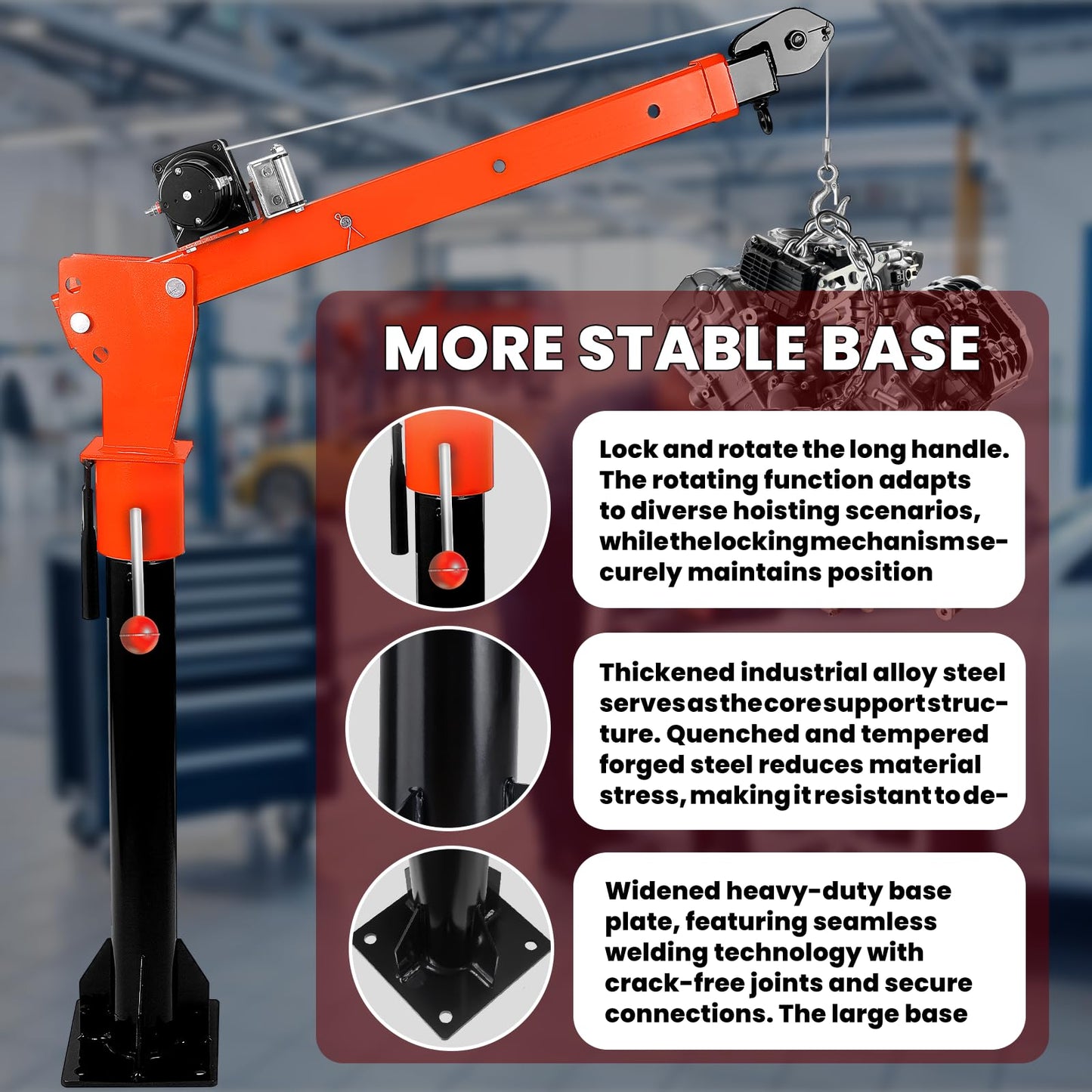 DEFNES 5000LBS Truck Bed Crane, 4000LBS 12V Electric Winch, Painted Alloy Steel Pickup Truck Jib Crane 360° Swivel Lift Electric Hoist, 3 Adjustable Loads & Heights, Truck Crane for Vans(4000LBS V2)