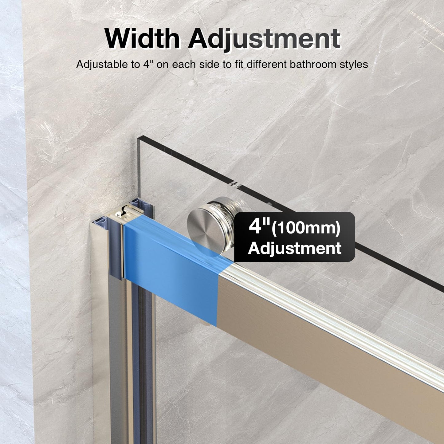 Frameless Shower Door, 5/16" (8mm) Clear Tempered Glass Shower Door, 56-60" W x 74" H, Quiet Soft-Close, Reversible Installation, SGCC Certified (Brushed Nickel-Double Sliding Style A, 60" W x 74" H)