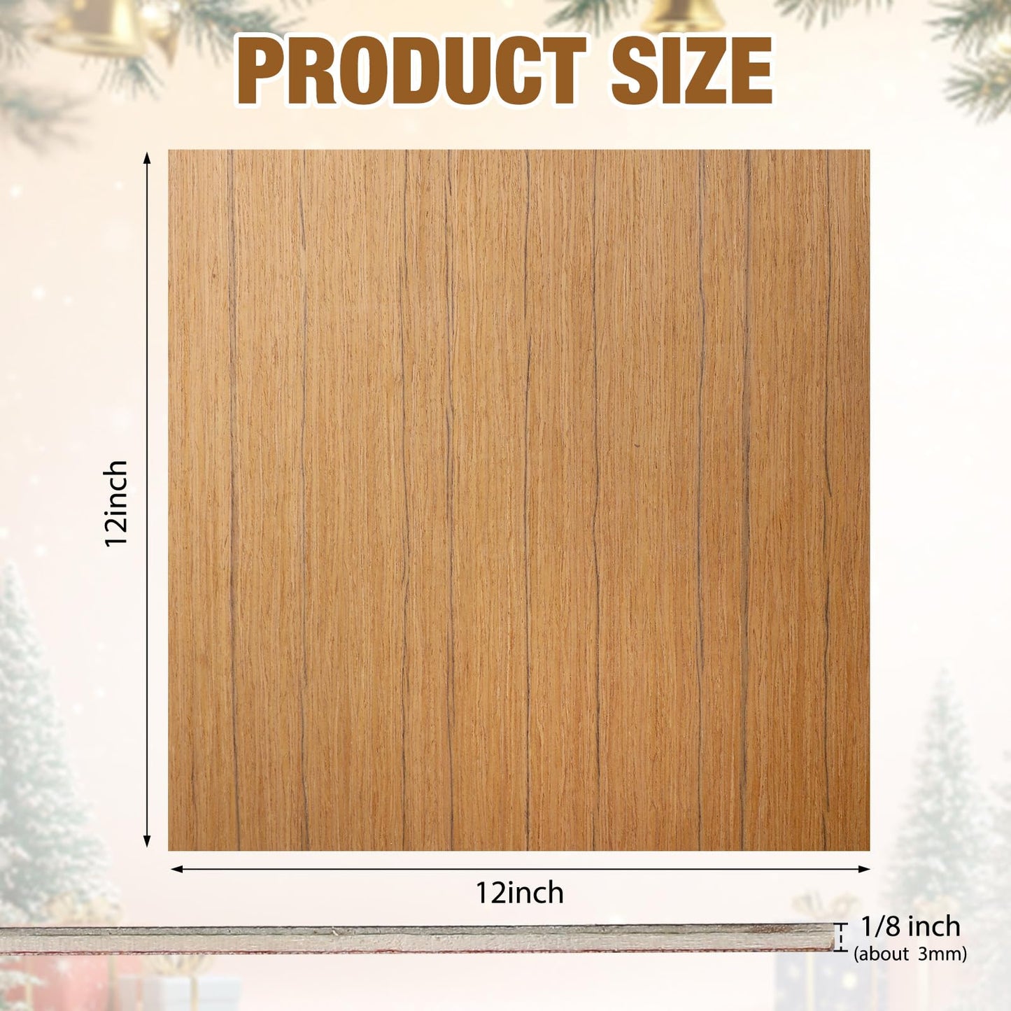 Maasechs 24 Pcs Teak Wood Color Wood Sheets Plywood Board for Laser Engraving Cutting 3 mm Thick Unfinished Boards for DIY Project Crafting Cutting Architectural Model (12 x 12 Inch)
