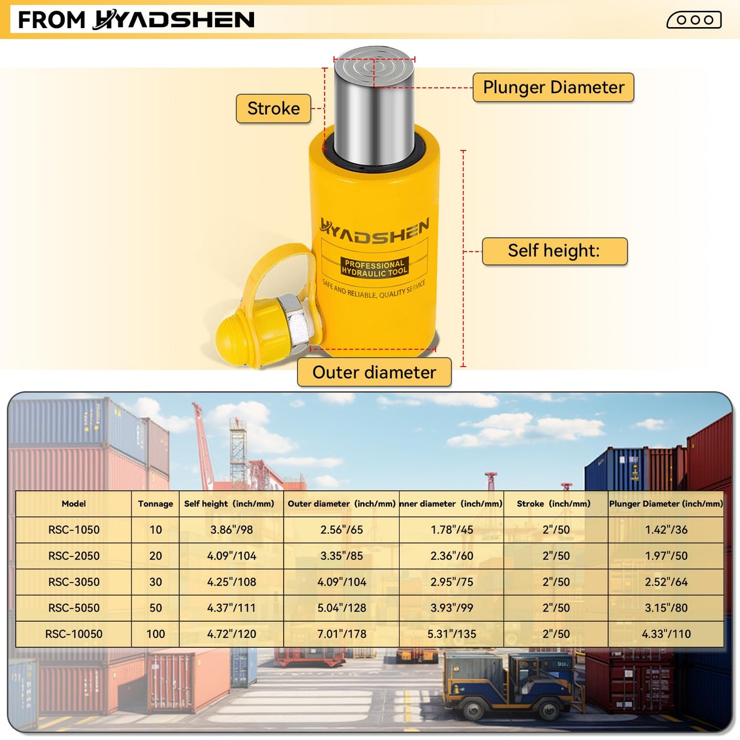 HYADSHEN 30 ton Hydraulic Cylinder Jack Sets Porta Power Ram Jack Kit with CP-700 Hydraulic Hand Pump, 2” Stroke Hydraulic Cylinder Jack Single Acting Lifting Cylinder Retract Automatically