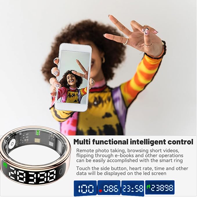 Smart Health Ring for Women Men, Smart Ring Fitness Tracker for iOS Android, Heart Rate, Blood Oxygen, Blood Pressure, Sleep Monitoring,5ATM Waterproof, No Subscription Fee (Silver, 11#)