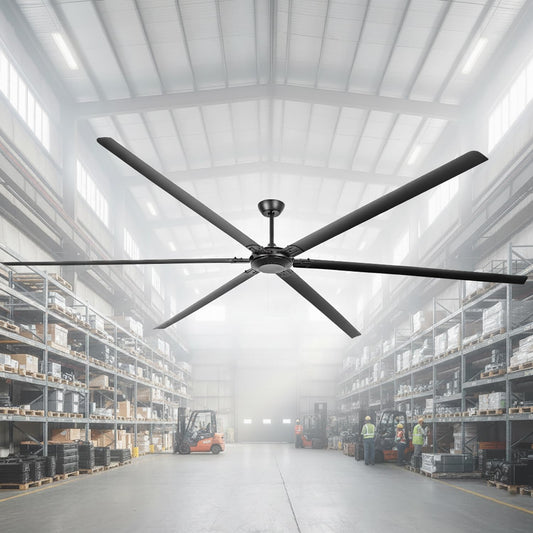 120 Inch Ceiling Fans without Lights Big Industrial Black Ceiling Fan for Shop Garage Gym, 6-Speed Reversible DC Motor Outdoor Ceiling Fans for Patios, Commercial Fan with Remote, 6 Aluminum Blades