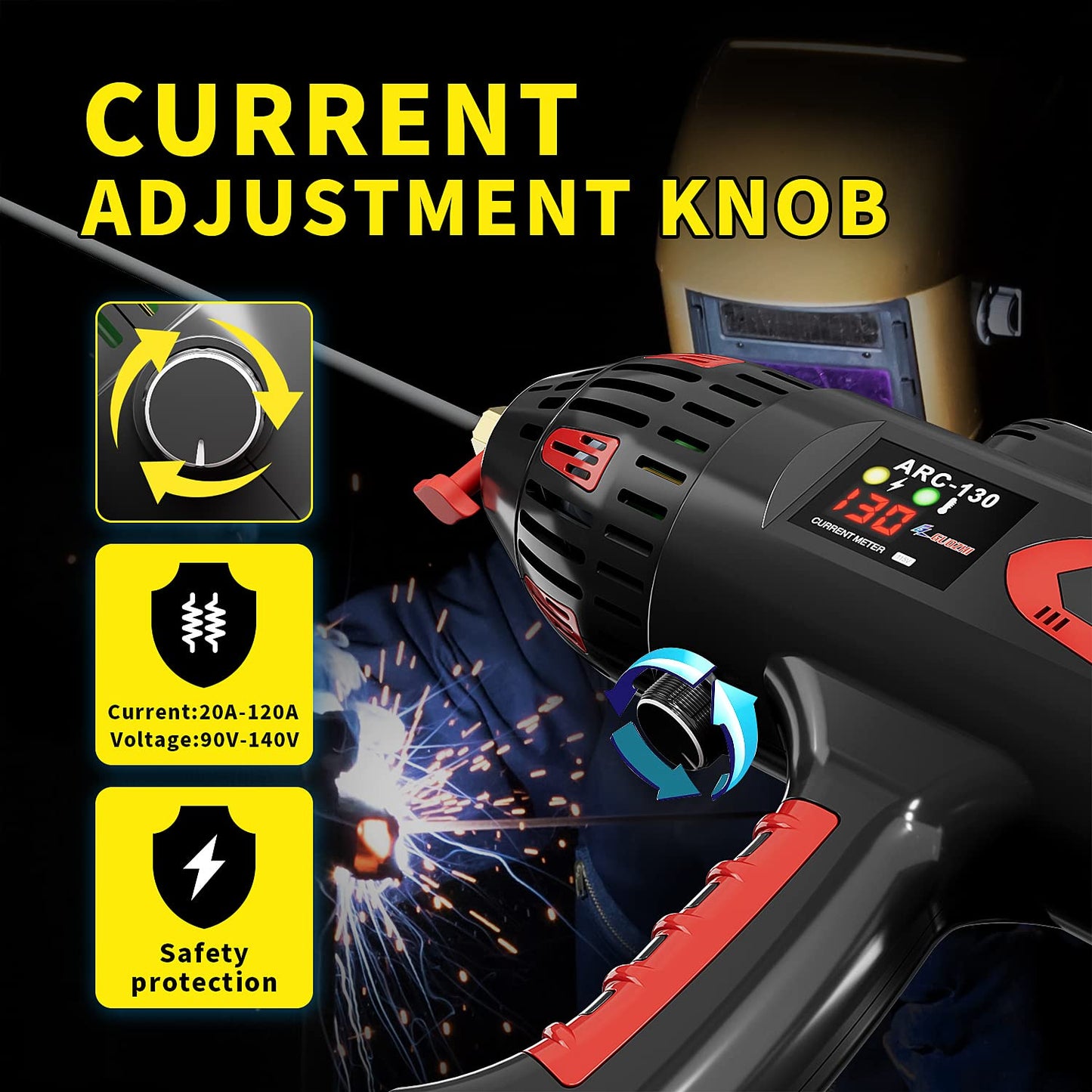 GZ GUOZHI Portable Welding Machine, 110V 130Amp Portable Welders, ARC Welder Gun HandHeld Laser Welding Machine, Digital Display IGBT Inverter with Welding Tool Set and Toolbox
