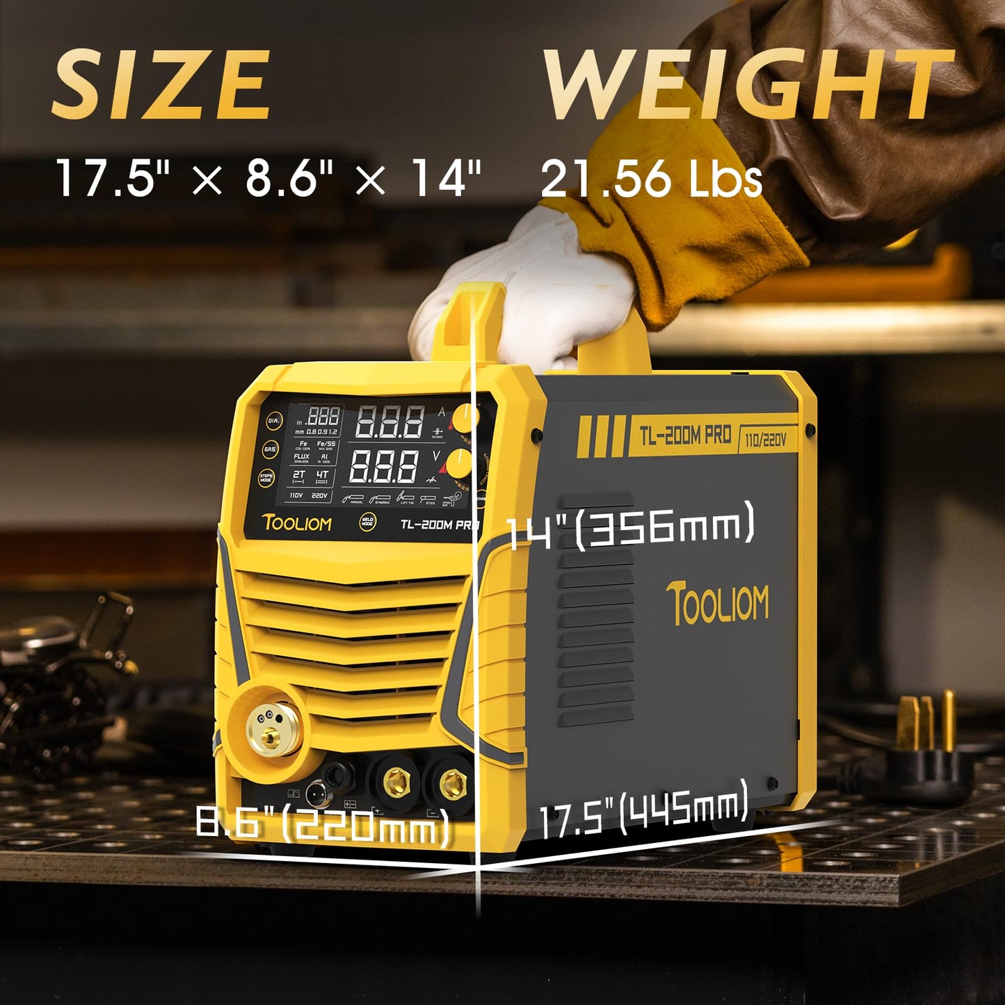 TOOLIOM 200A MIG Welder 5 in 1 MIG/Flux MIG/Spool Gun Mig/Lift TIG/Stick Welder 110/220V Dual Voltage Aluminum Welding Machine