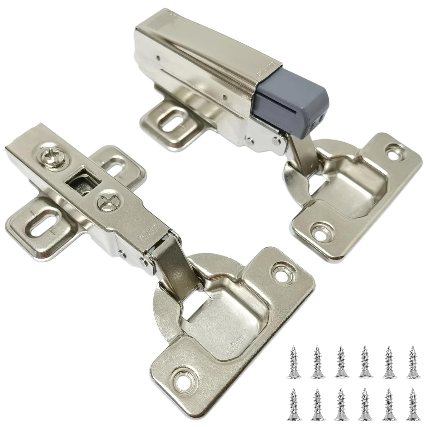Blum 2-Pack Clip Top BLUMOTION Soft Close Hinges, 110 Degree Full Overlay Cabinet Hinges, with Clip Mounting Plates – Easy Installation for Frameless Cabinets