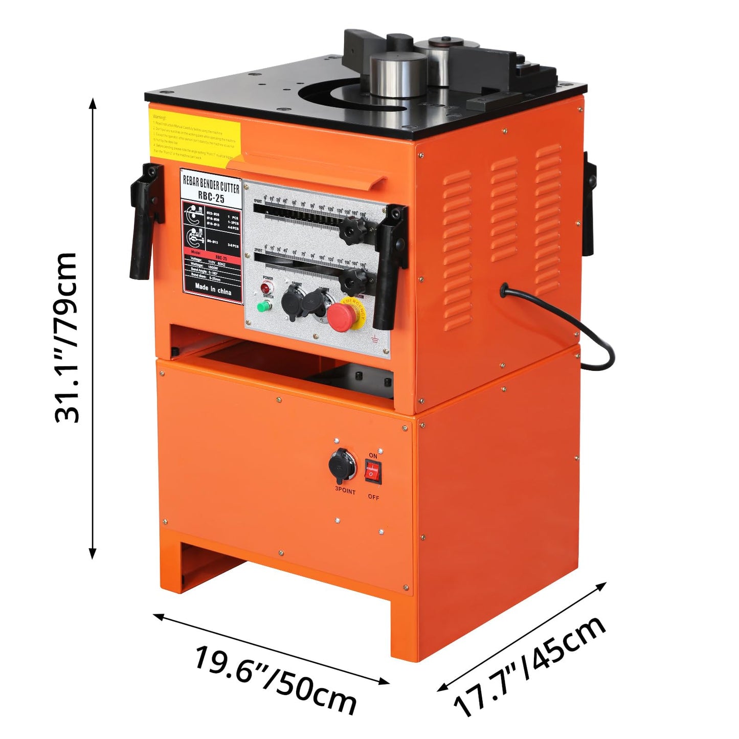 1600W Electric Rebar Bender and Cutter, Fast & Accurate 2-in-1 Bending Machine, Portable Rebar Bender Tool for 1/4 inch to 1 inch Steel Bar