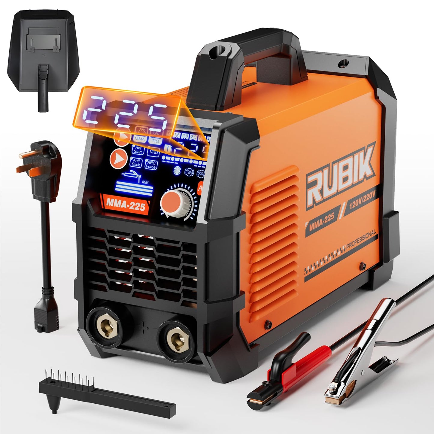 Rubik Stick Welder, ARC MMA 225Amp Electric Welding Machine and MIG Welder 200A Welding Machine – 5 in 1 Flux Core Welder