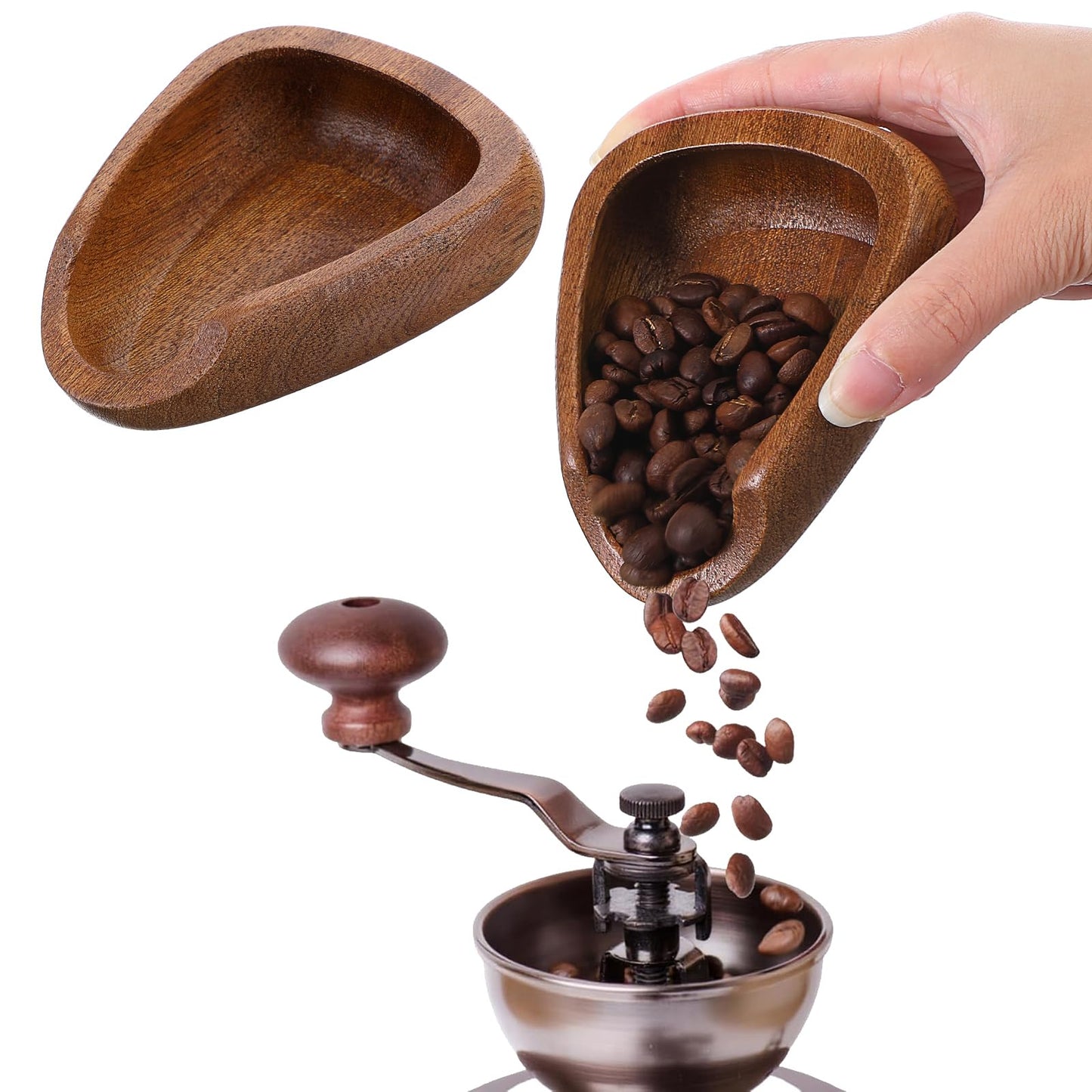 Coffee Bean Dosing Cup, Walnut Wood Espresso Accessories, Single Tray, Wood Measuring Cups, Measuring Tool for Tea Enthusiasts, Bar Use, Camping Gym & Home Use, Static Reduction Precise Measuring