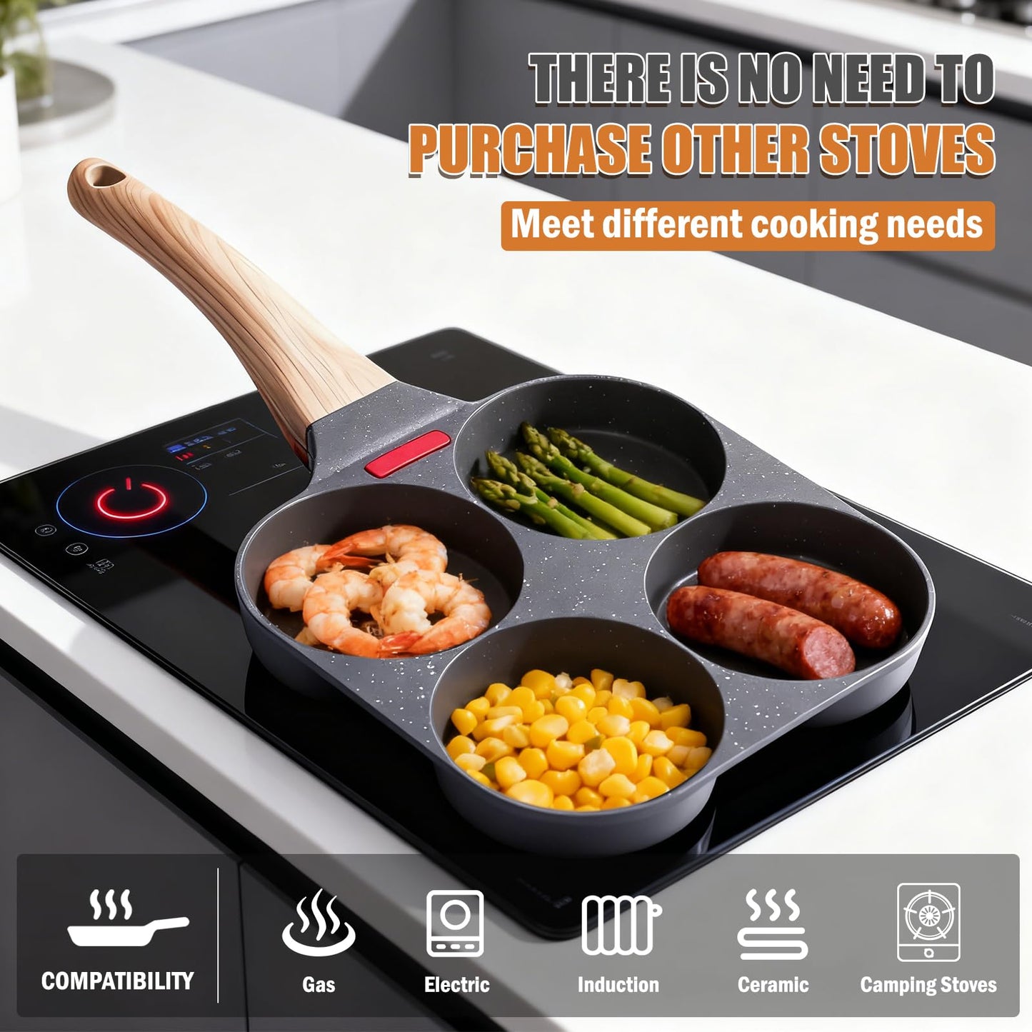 oxiraqan 4 Cups Pancake Pan Omelette Nonstick, Mcgriddle Pan, Egg Frying Breakfast 4 Section, Suitable For Gas Stove And Induction Cookware, Breakfast, Pancake, Send Goods From Local Warehouse