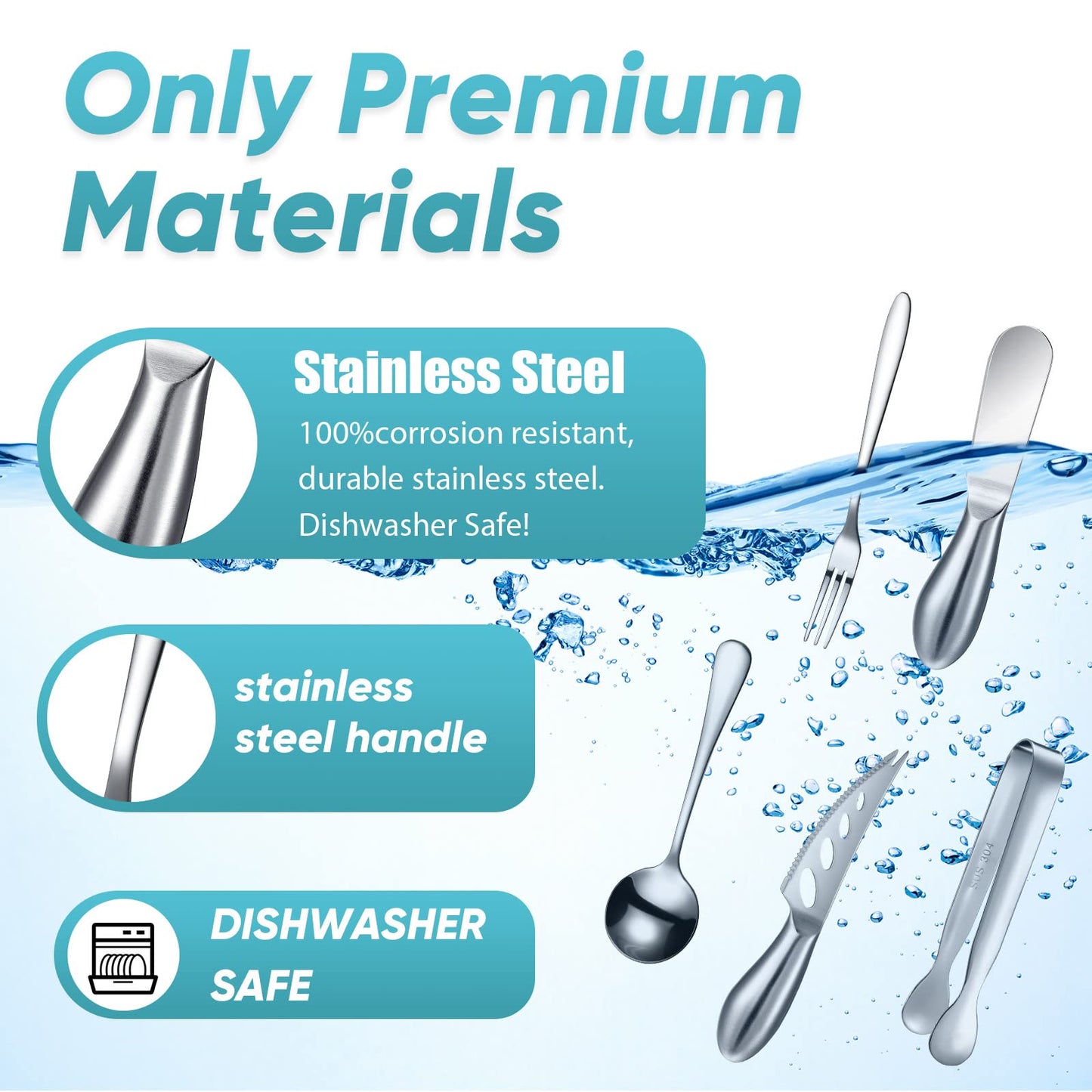 Patelai Charcuterie Board Accessories Cheese Spreader Knife Set Charcuterie Utensils Butter Knife Stainless Steel Mini Serving Tongs Spoons Appetizer Forks for Pastry(Silver,18 Pieces)