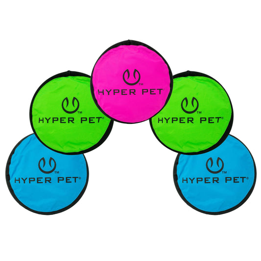 Hyper Pet Flippy Flopper 9" Flying Disc Soft Dog Toy, Floats in Water & Safe on Teeth, for All Breeds, Pack of 5 (Colors May Vary)