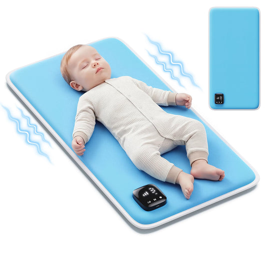 Baby Vibrating Sleep Soother Mat, Vibrating Mattress Pad Sleep Soother, 90 Min Timer, Vibrating Mat for Sleep, Aid to Calm Fussy Newborn for Easier Rest, Infant: 0-12 Months, Lake Blue