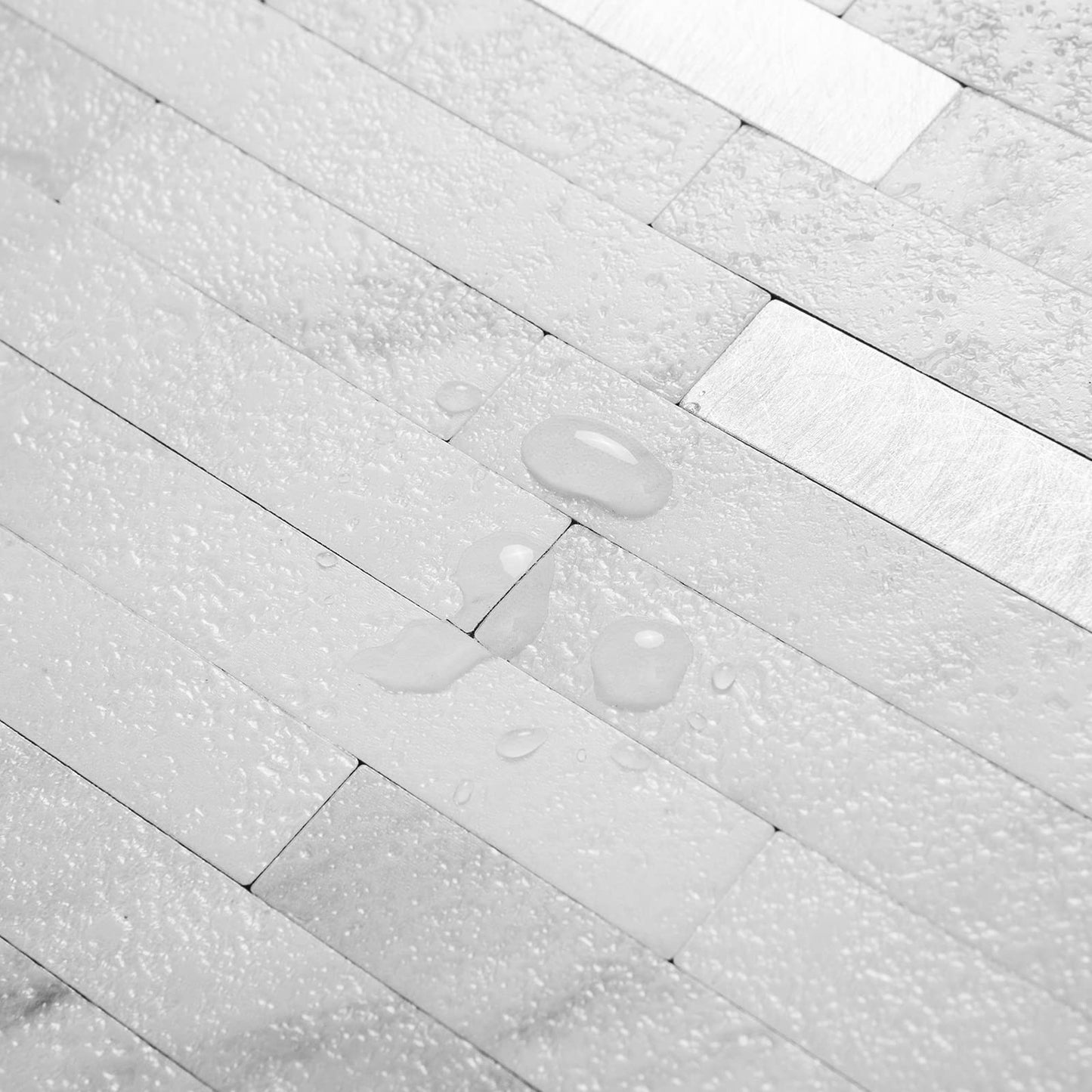 AULIGET 40 Sheets Faux Stone Peel and Stick Backsplash, White Marble Look PVC Wall Tiles Stick on Backsplash for Kitchen