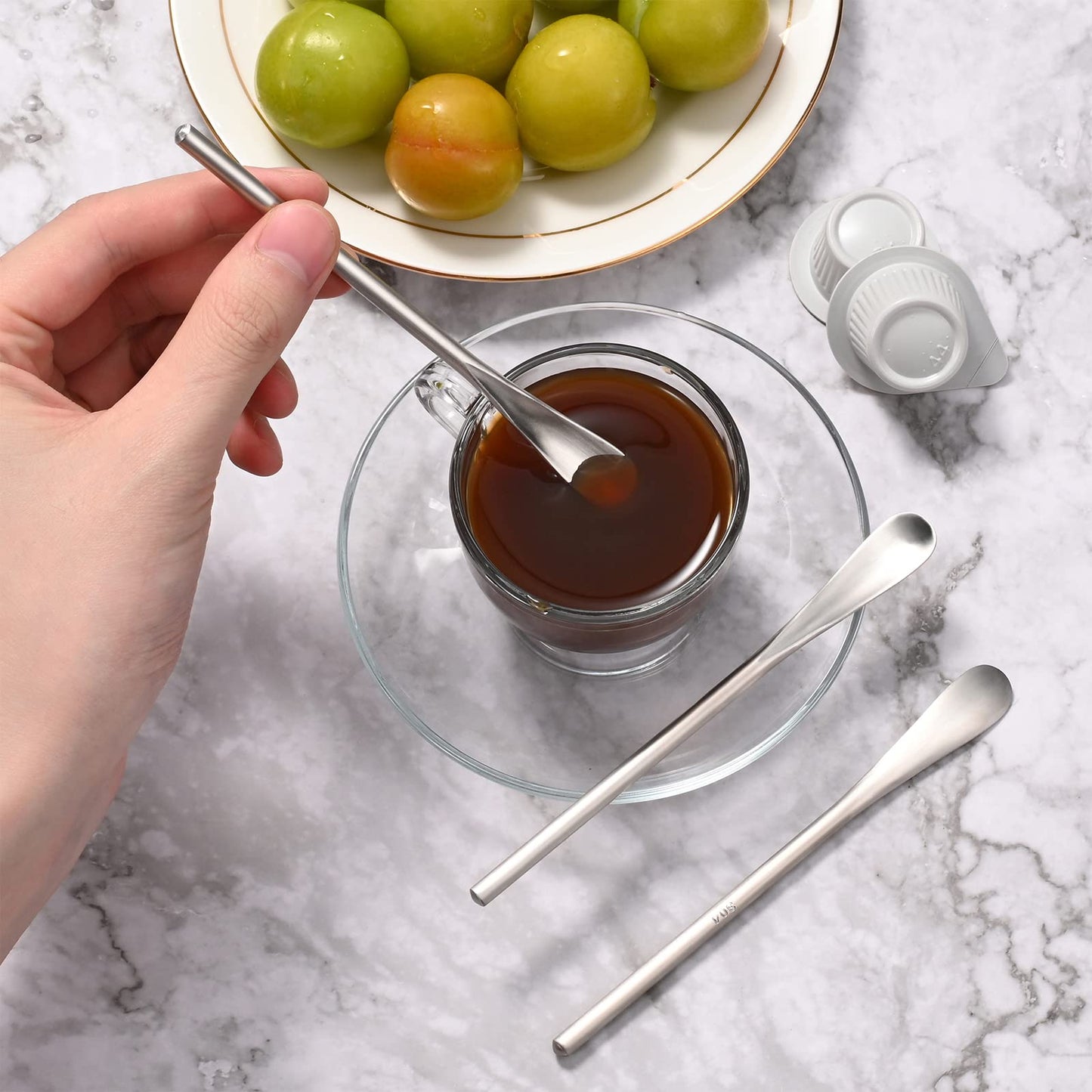 luvtree 8-Pack 5.0" / 12.8cm Stainless Steel Stirring & Mixing Spoon – Reusable Bar Tool for Coffee, Tea, Iced Drinks & Cocktails