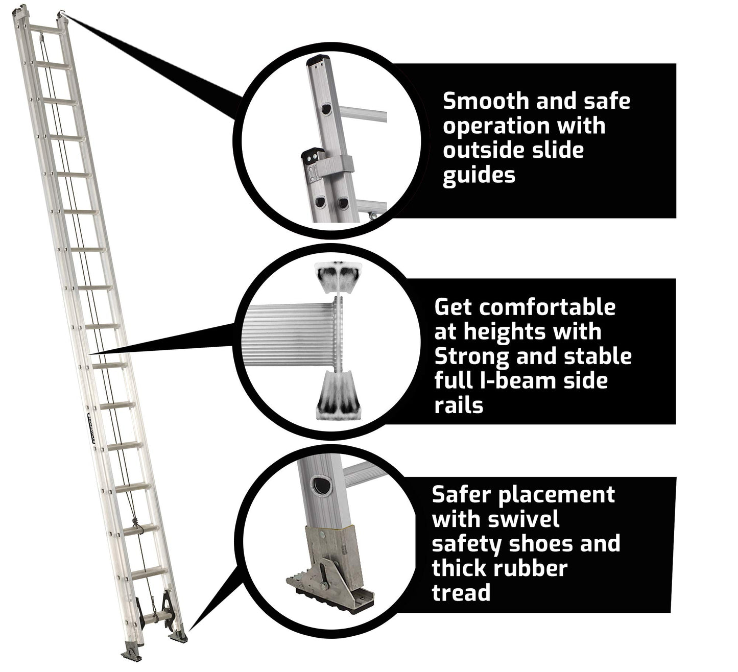 Louisville Ladder 24-Feet Extension Ladder, 300-Pound Duty Rating, AE2224 & LP-2200-00 Stabilizer, Silver