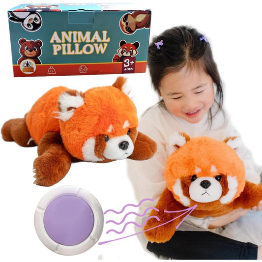 Lunapuer Snugglekid Red Panda Sensory Weighted Vibrating Pillow, Pressure Activated for Kids Adults, Weighted Plush Pillow – Soft Weighted Stuffed Animal, 11x20, Cuddly Plush Toy