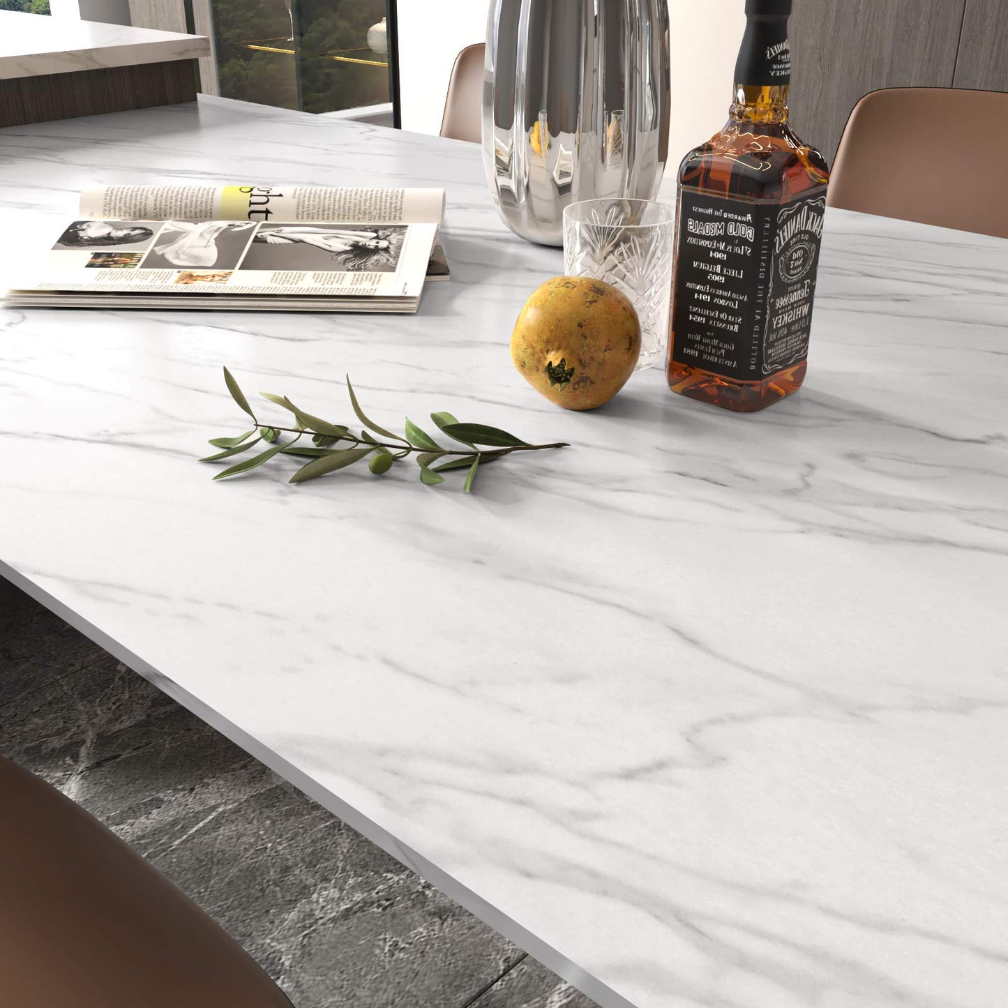 Stickyart Marble Contact Paper Peel and Stick White Marble Wallpaper for Countertops 15.8"X317" Self Adhesive Marble Counter Top Peel and Stick Waterproof Marble Contact Paper for Desk Table Cabinets
